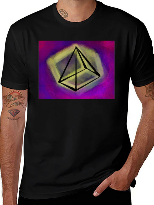 Abstract Pyramid Graphic Tee - Black