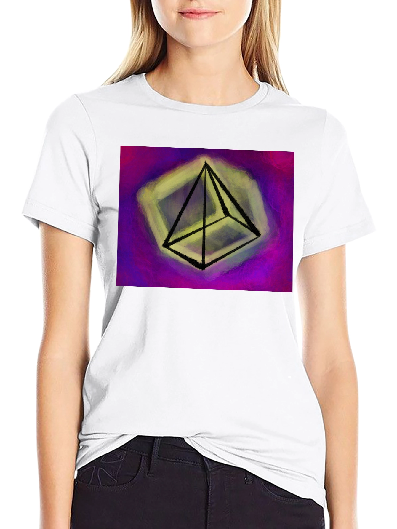Abstract Pyramid Graphic Tee - Black