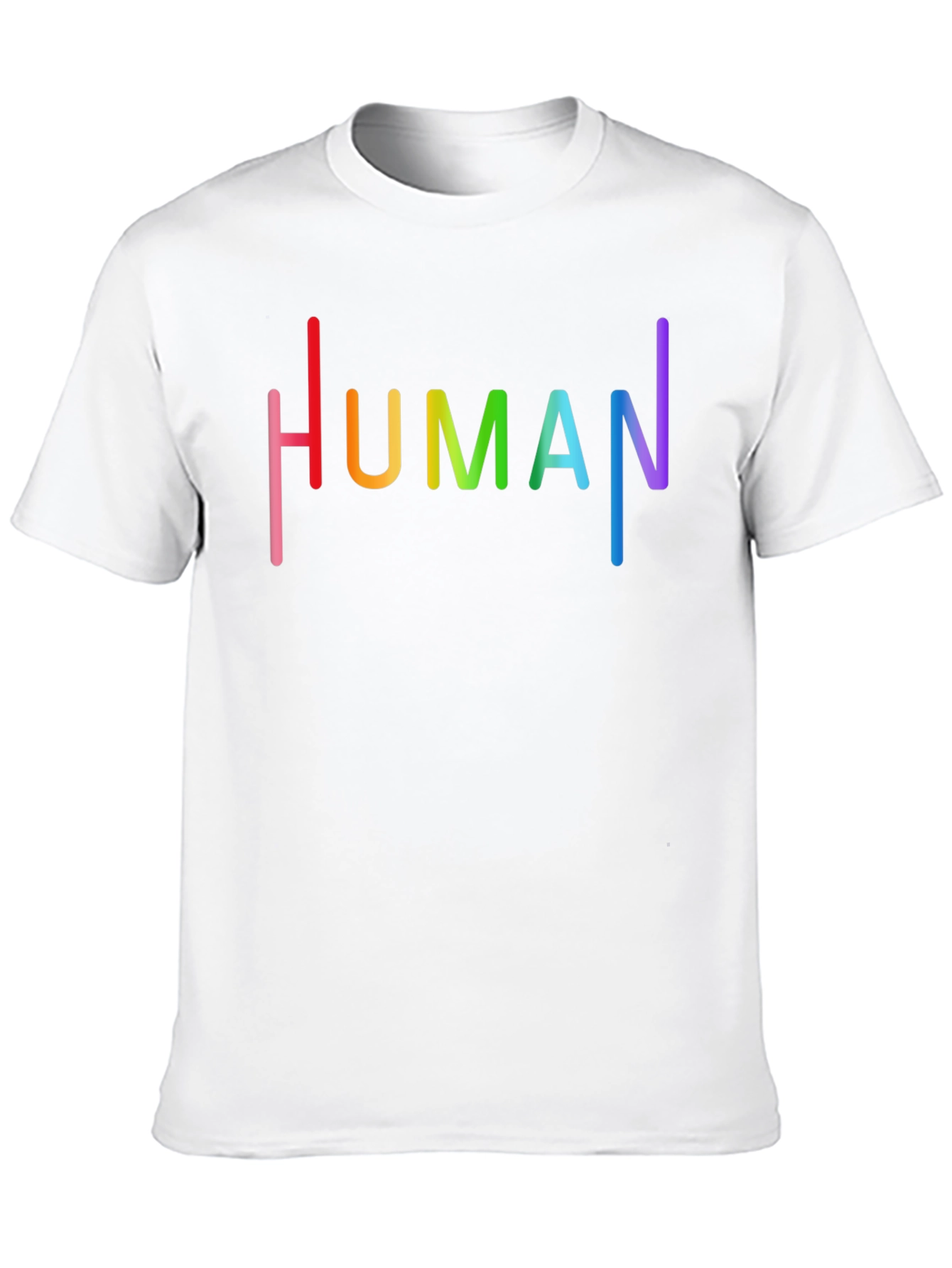 Human Pride Rainbow Text Graphic Black T-Shirt