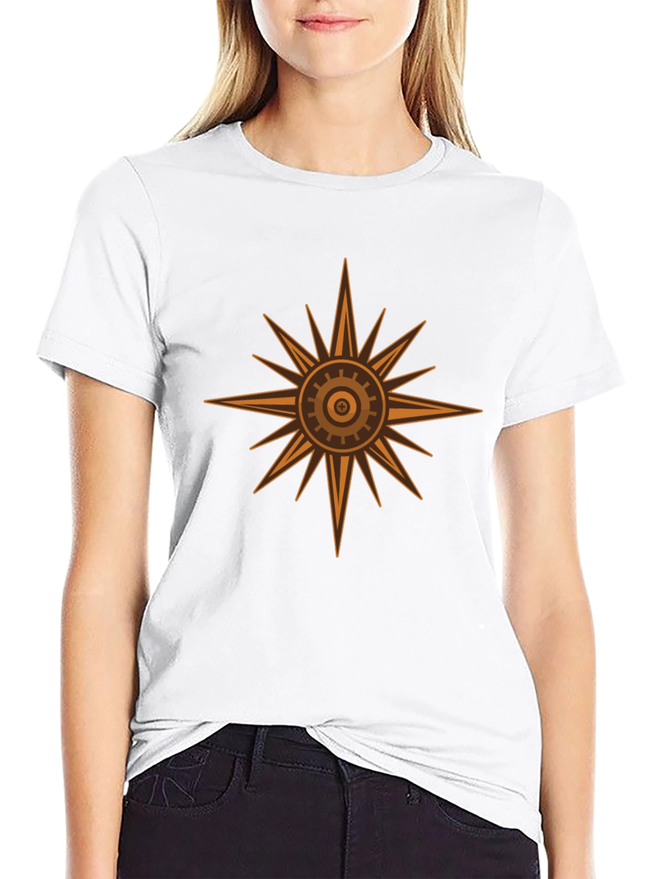Steampunk Sunburst Tee - Black Cotton Graphic T-Shirt