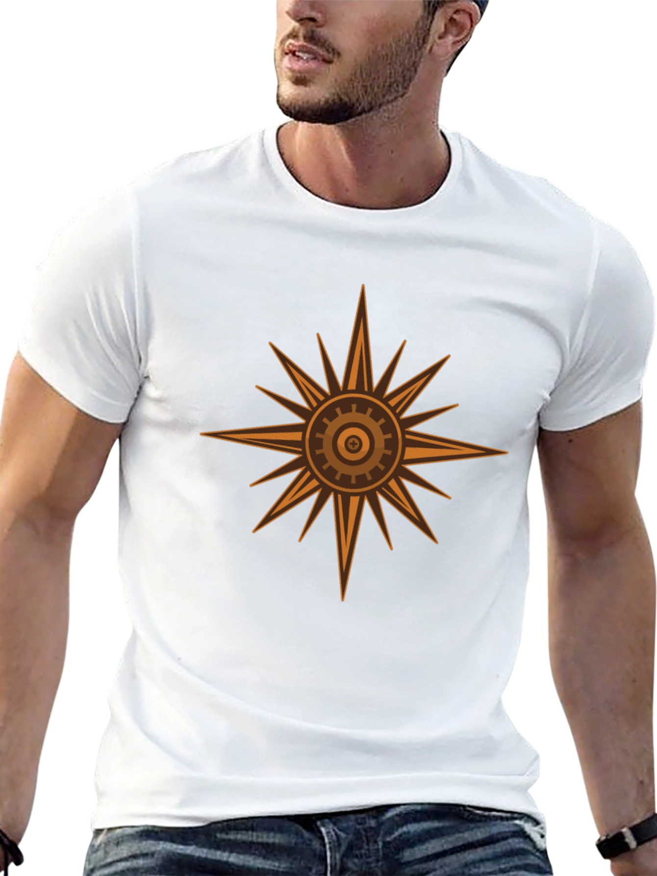 Steampunk Sunburst Tee - Black Cotton Graphic T-Shirt
