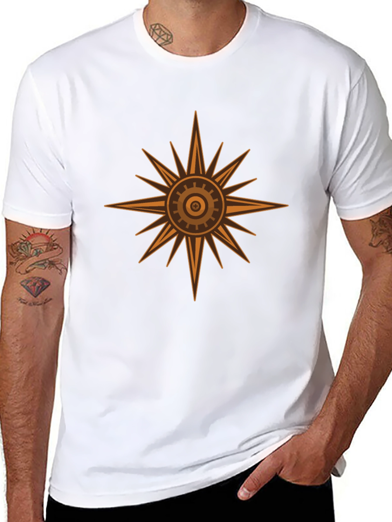 Steampunk Sunburst Tee - Black Cotton Graphic T-Shirt