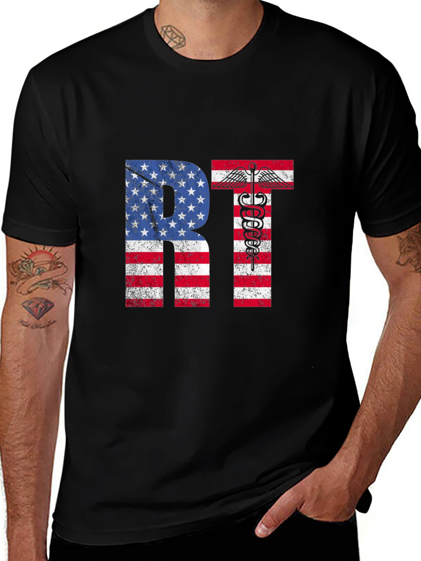 American RT T-Shirt Respiratory Therapist USA Flag Tee