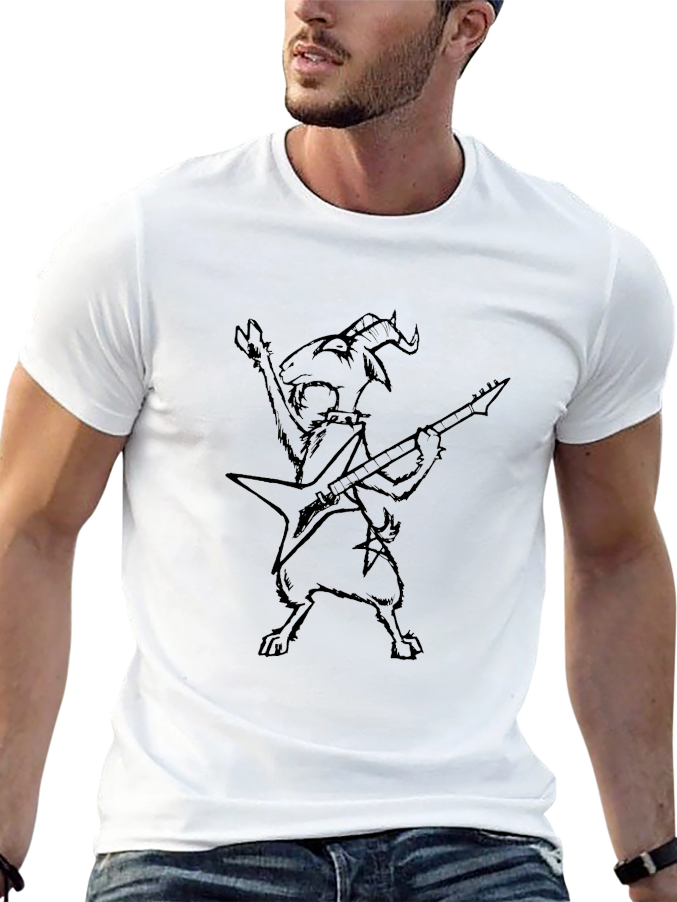 Goat Guitarist Graphic Black T-Shirt
