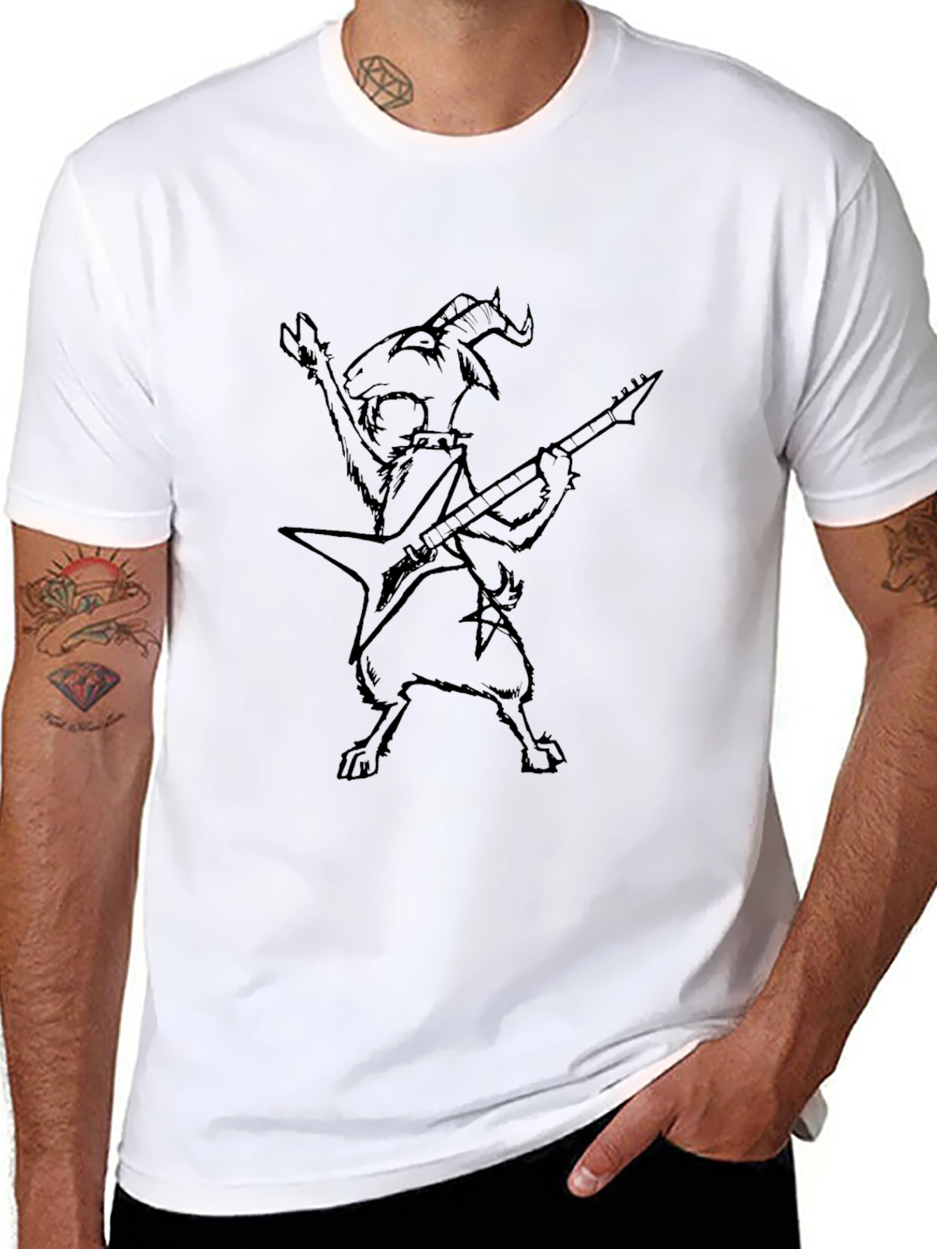 Goat Guitarist Graphic Black T-Shirt