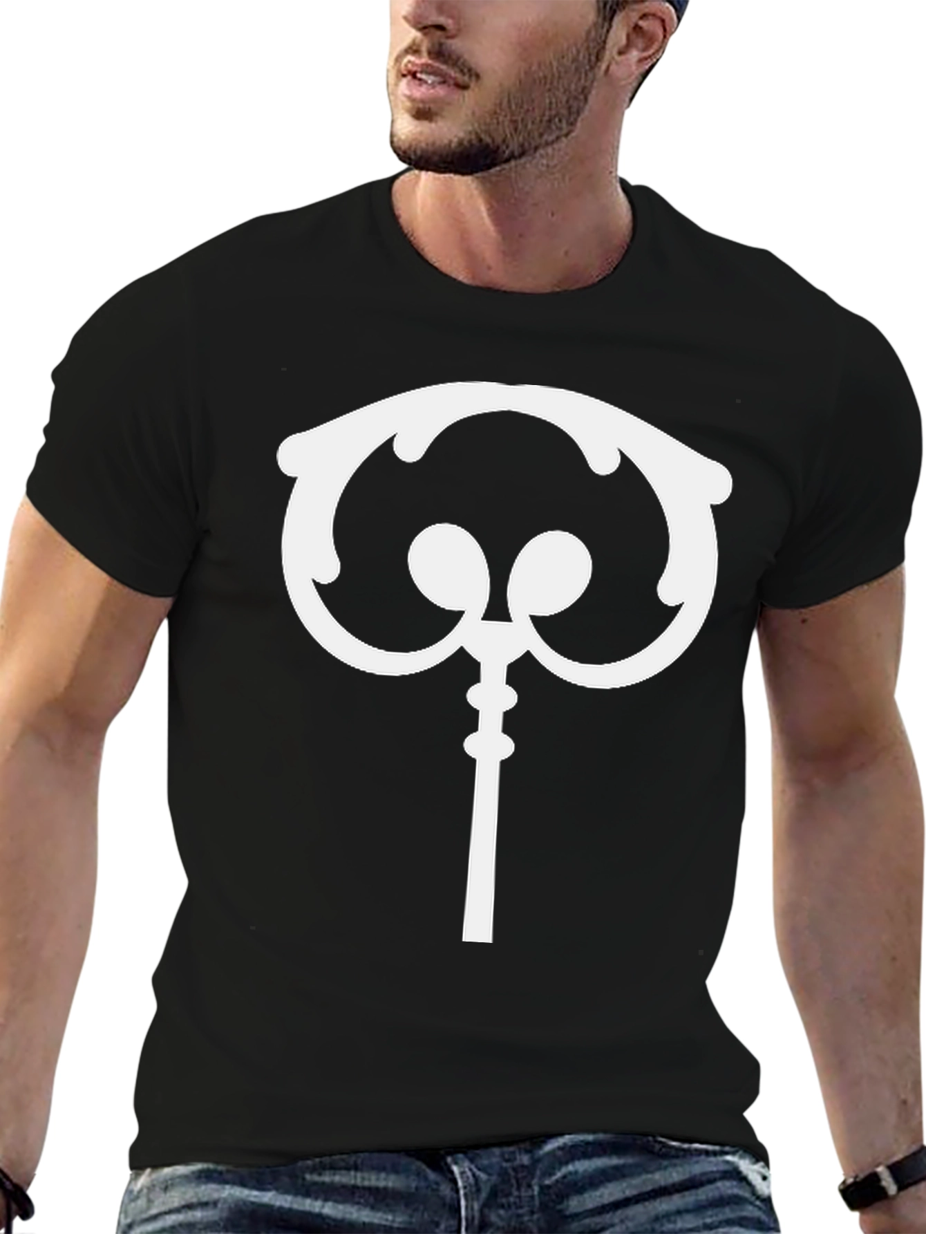 Ornate Key Graphic T-Shirt - Stylish Black Tee