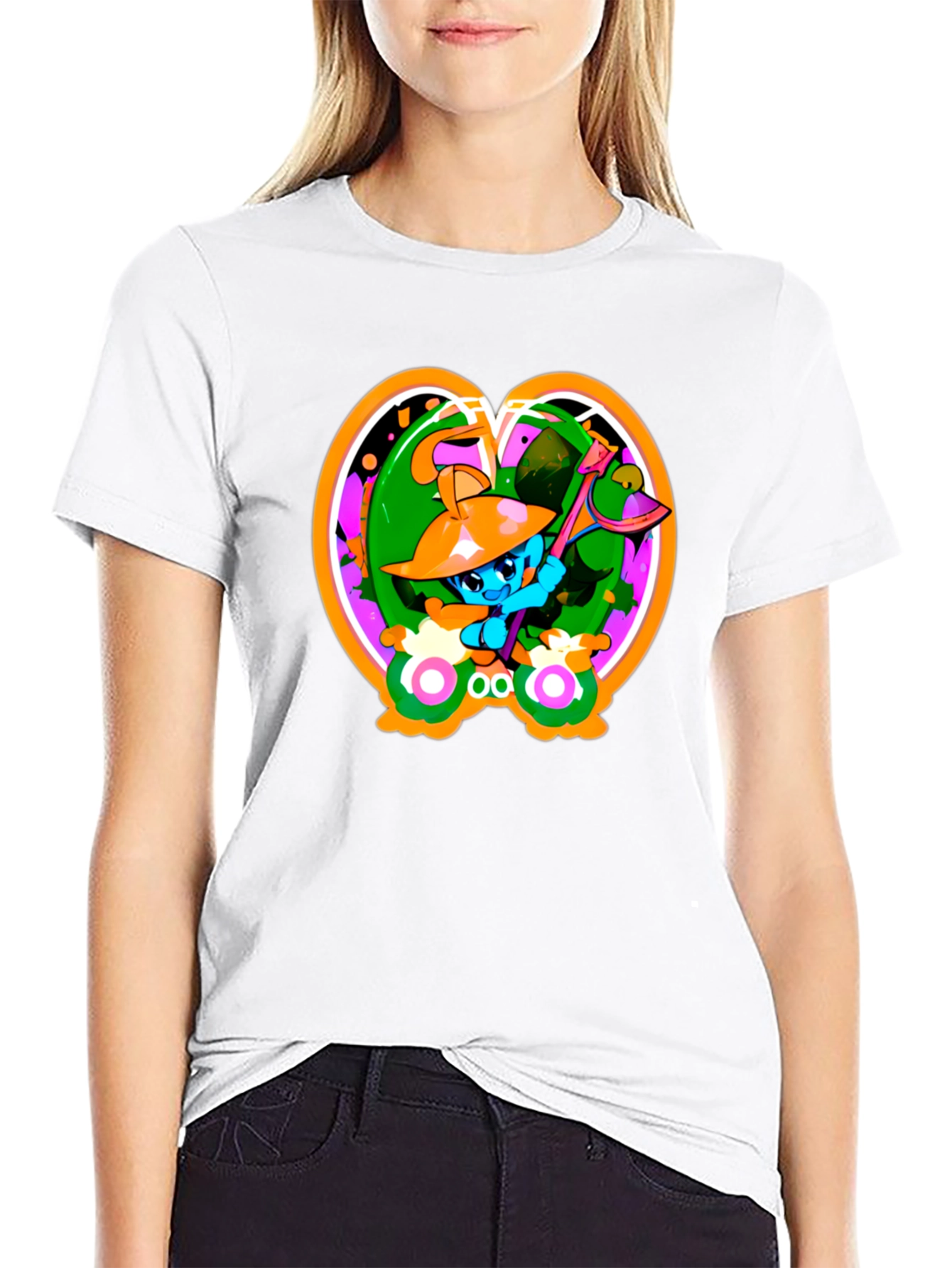 Fun Cartoon Graphic Black T-Shirt
