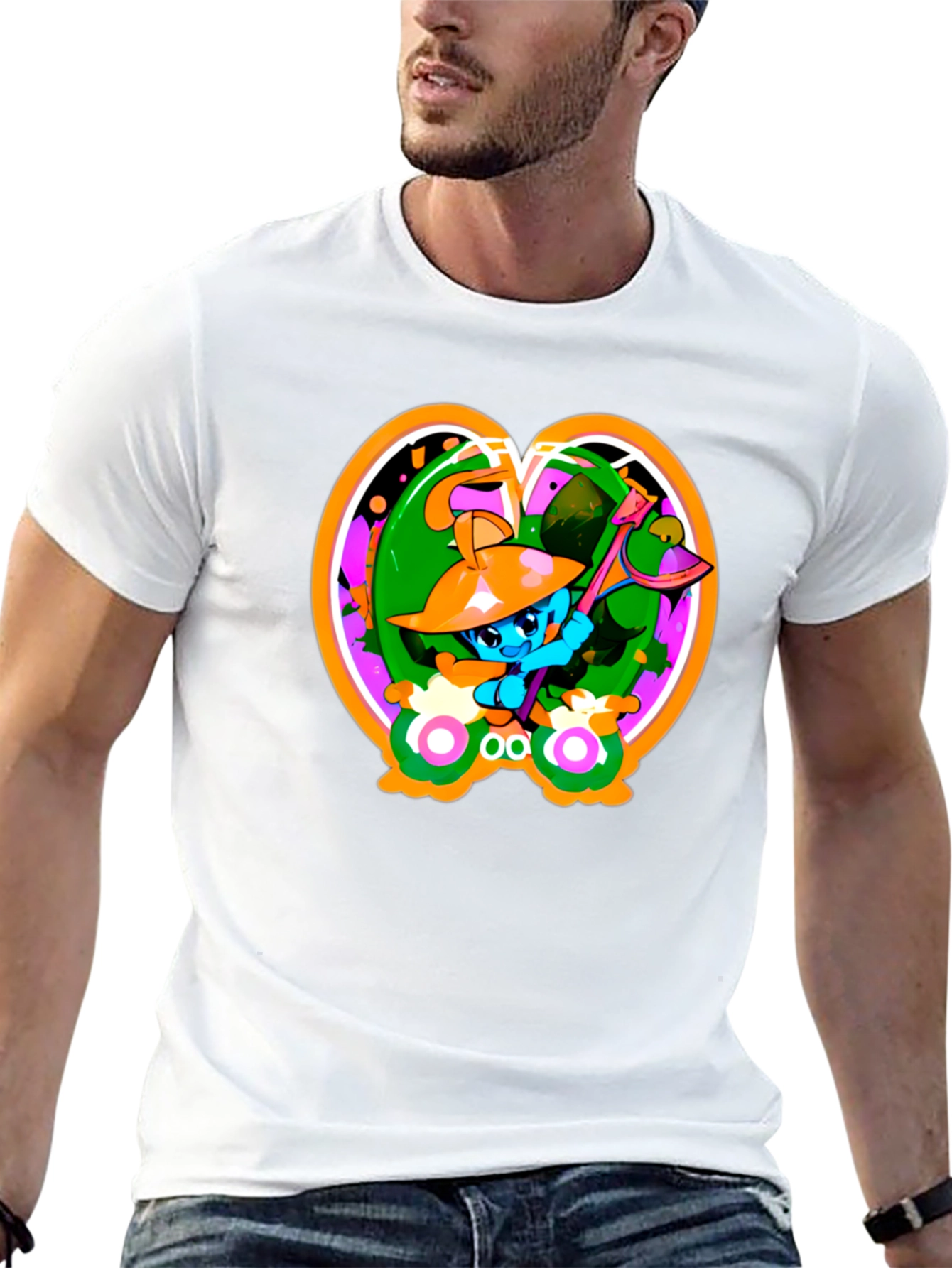 Fun Cartoon Graphic Black T-Shirt