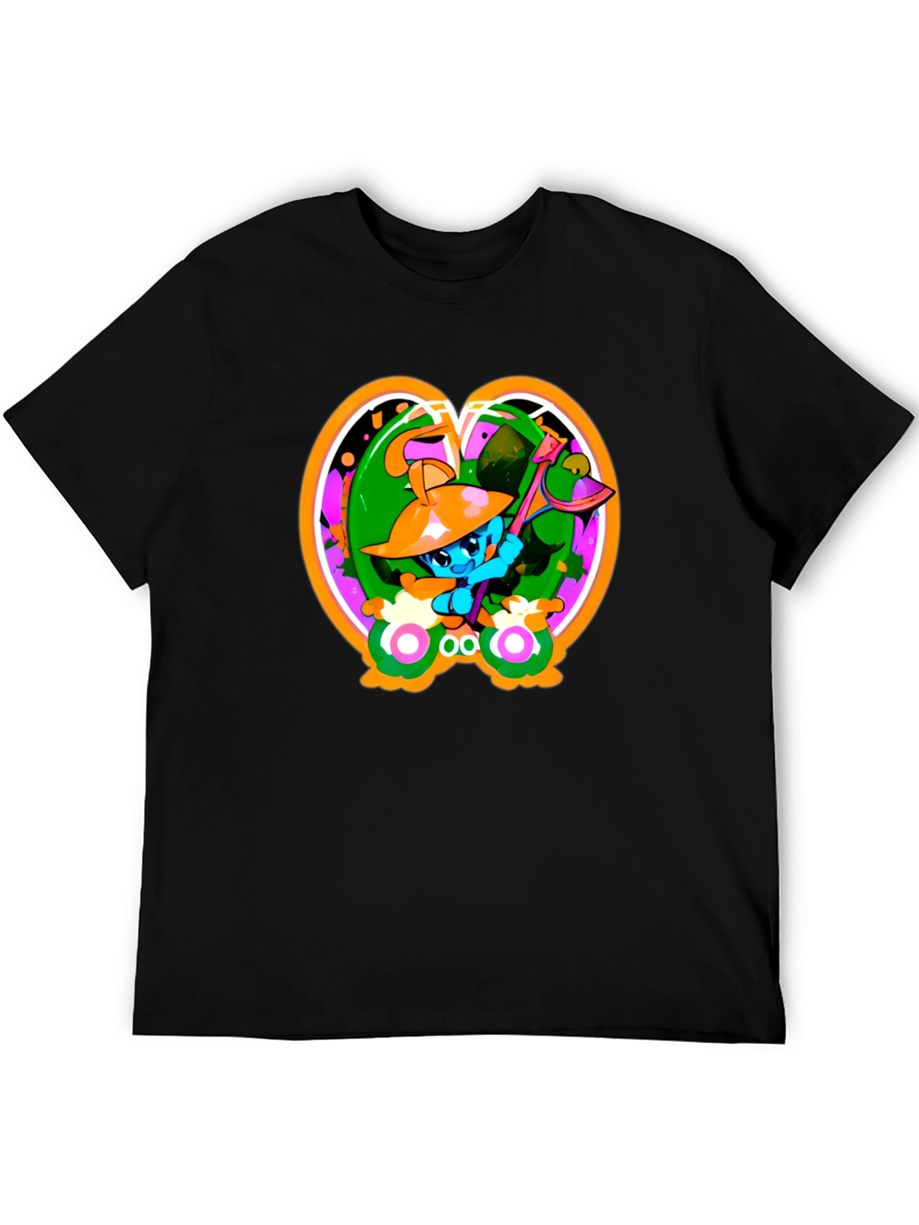Fun Cartoon Graphic Black T-Shirt