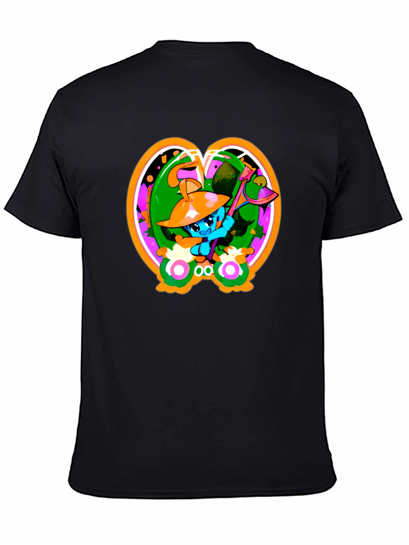 Fun Cartoon Graphic Black T-Shirt