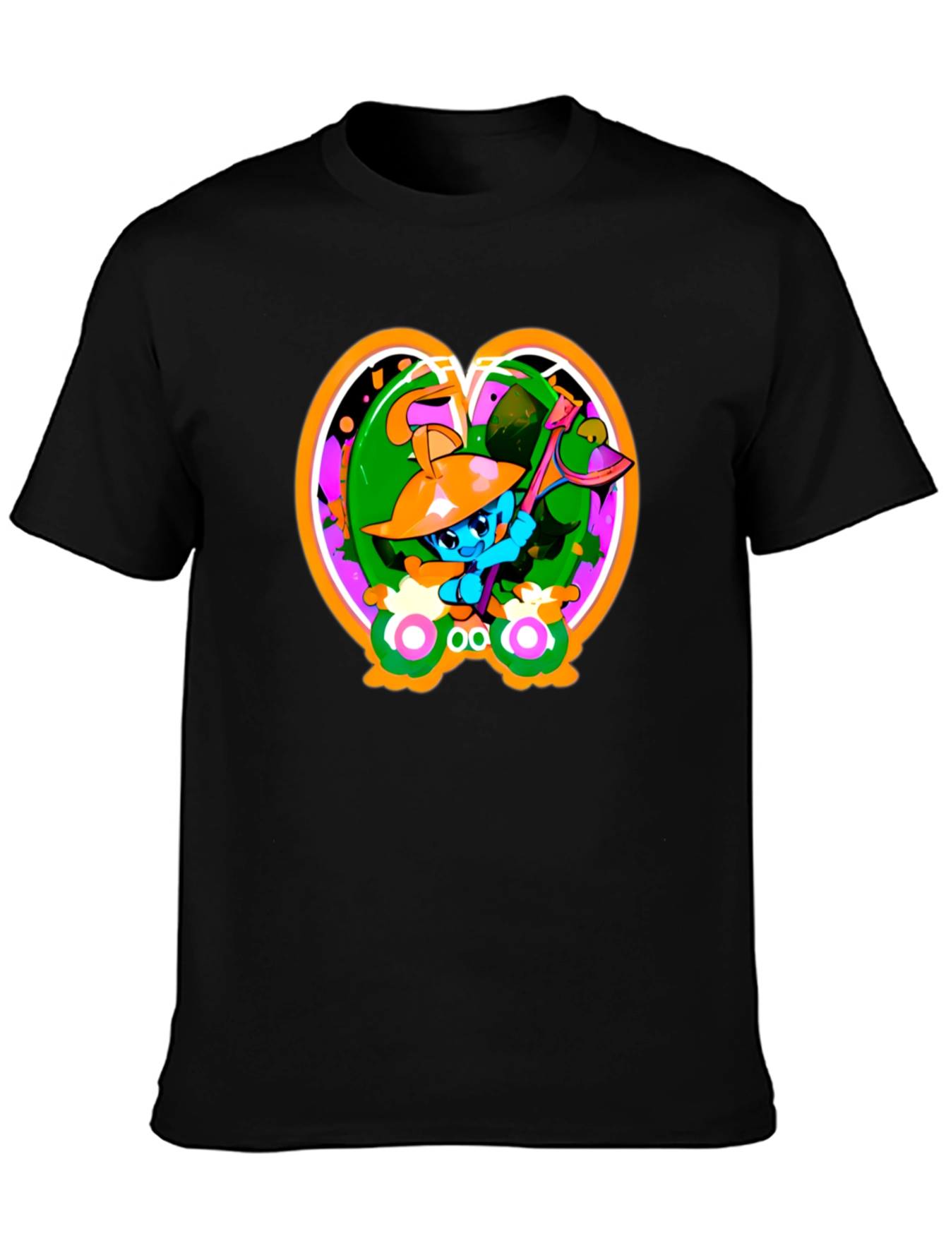 Fun Cartoon Graphic Black T-Shirt