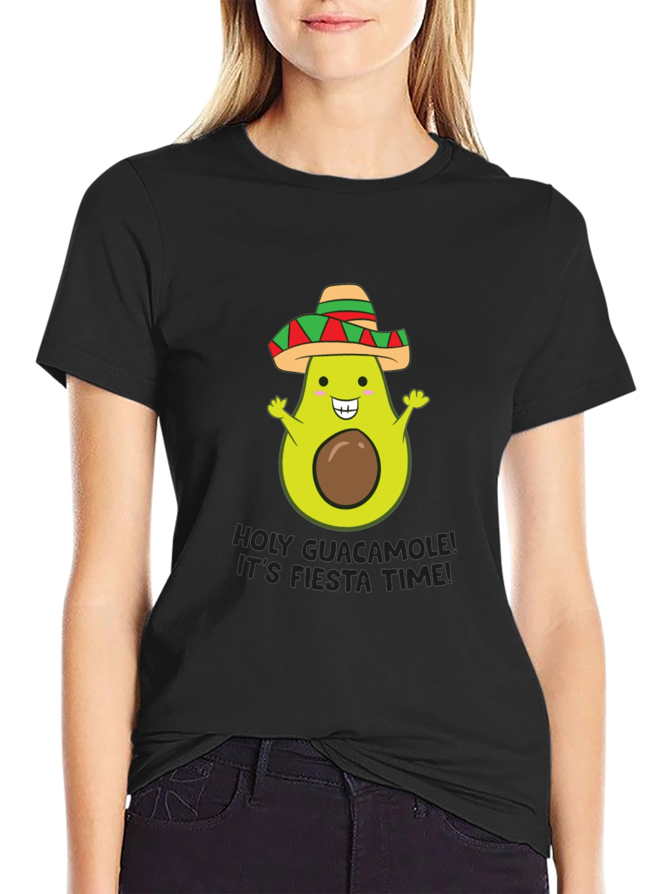 Holy Guacamole Fiesta Time Black T-Shirt
