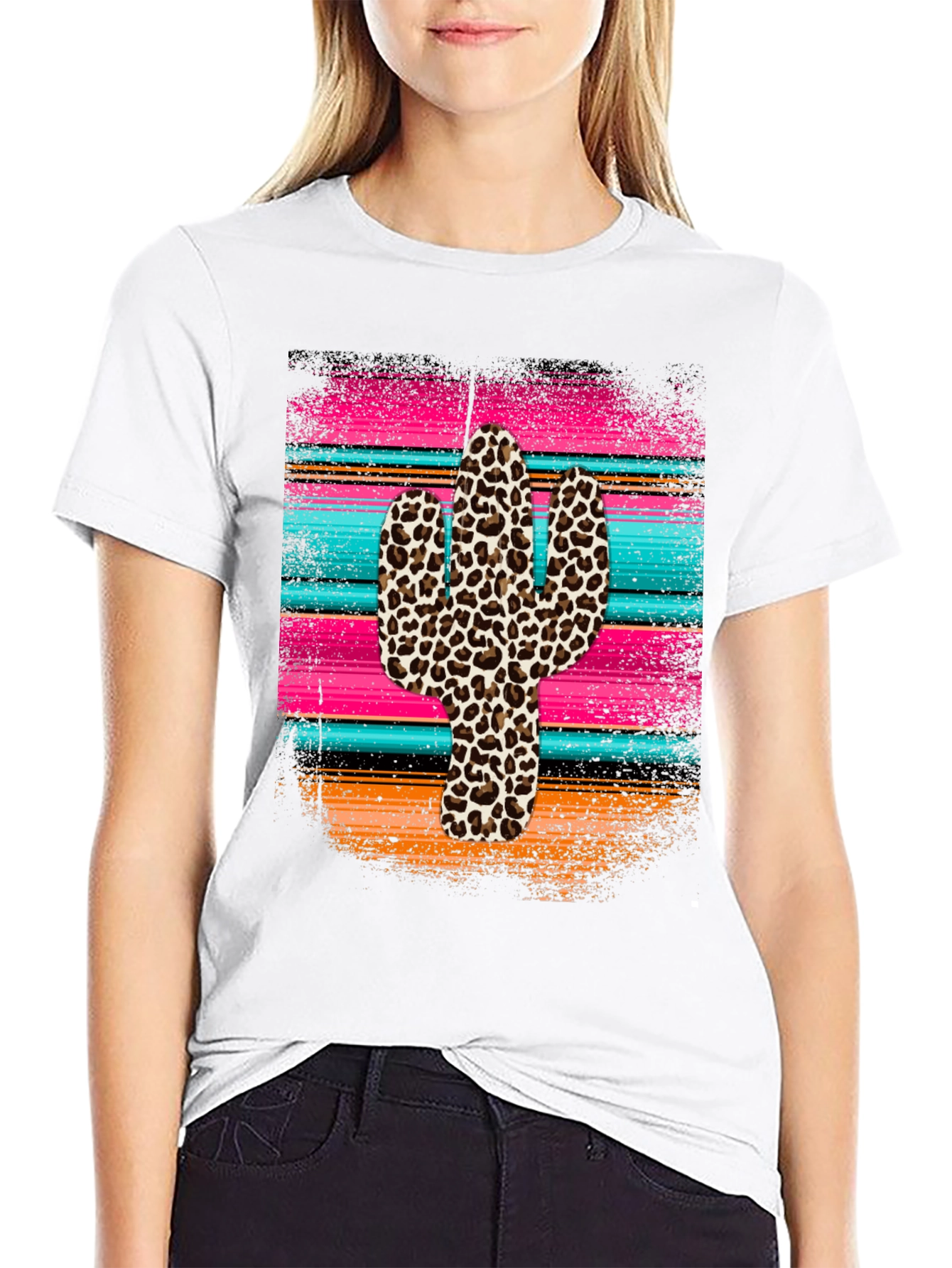 Leopard Cactus Serape Graphic Tee