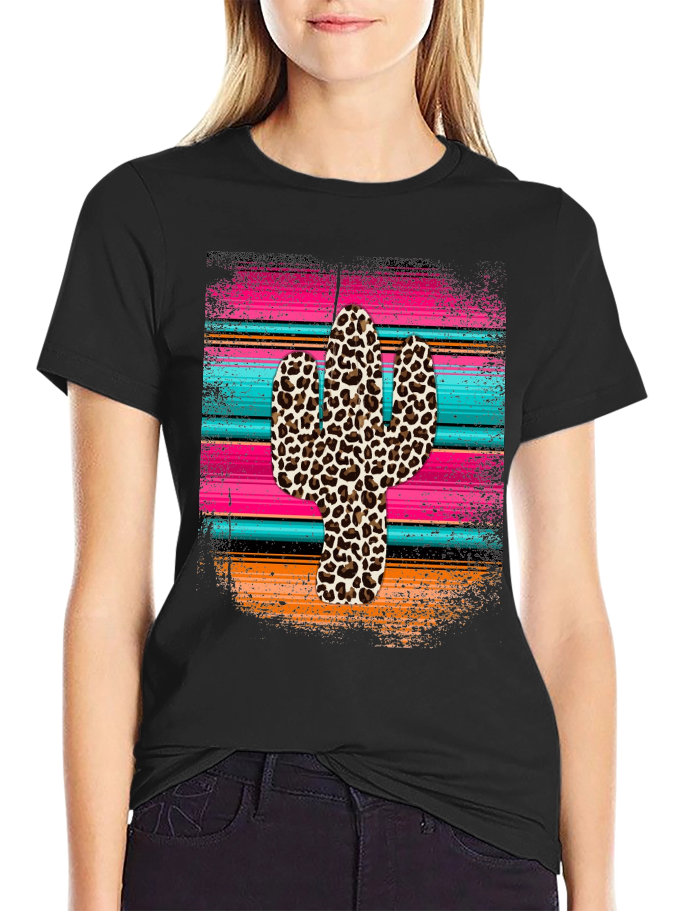 Leopard Cactus Serape Graphic Tee