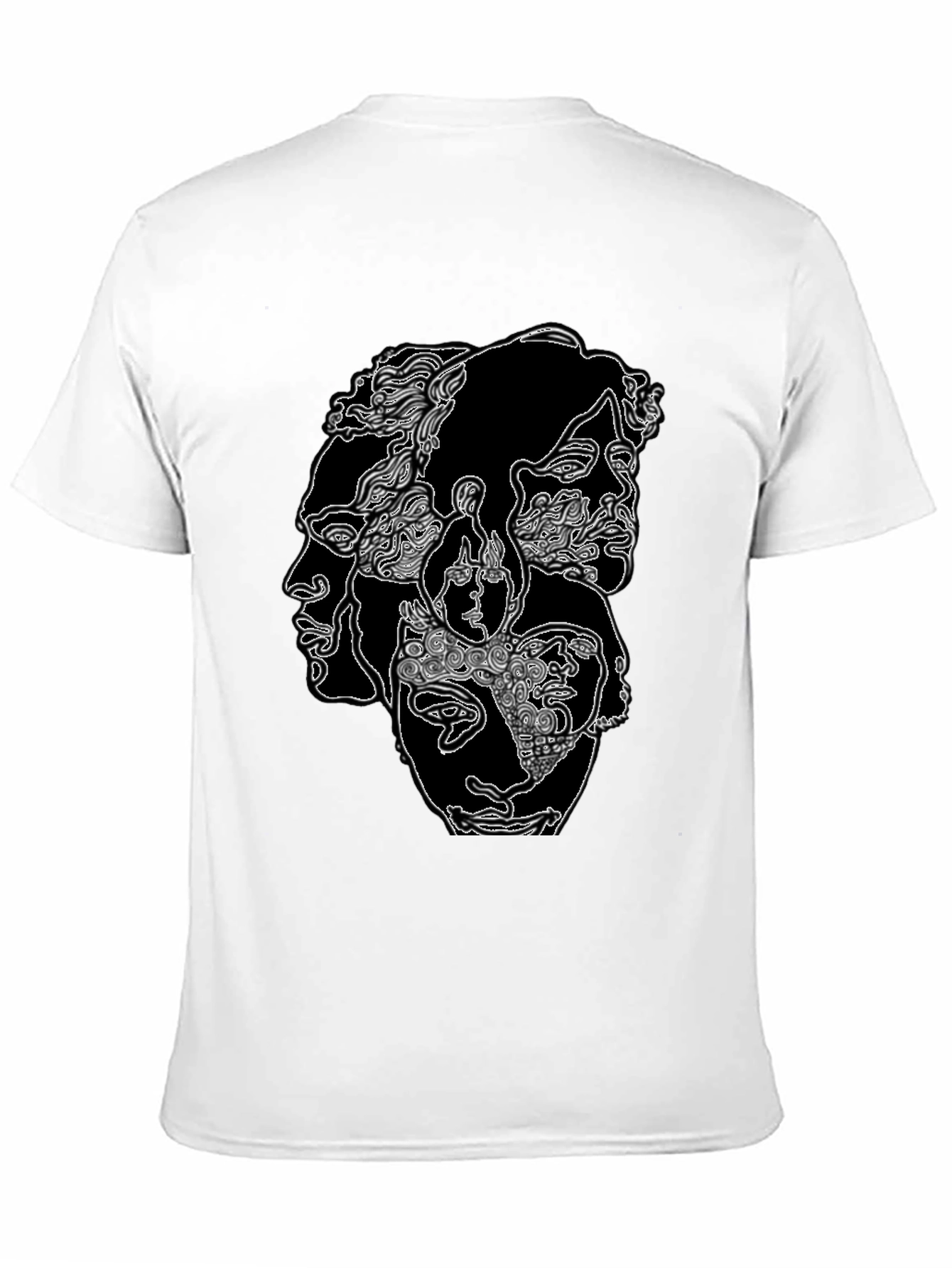 Abstract Faces Graphic Print Black T-Shirt