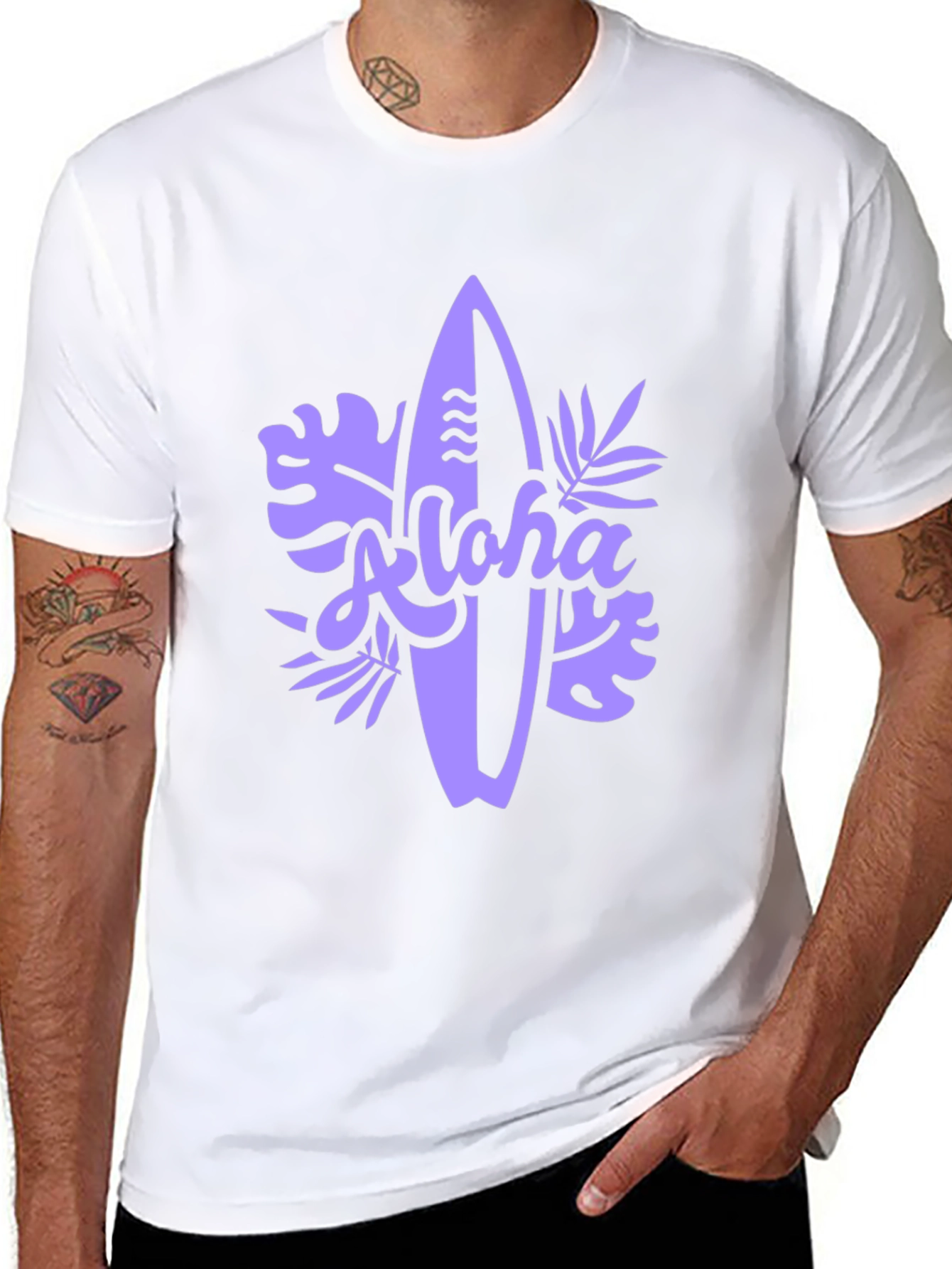 Aloha Surfboard Graphic Tee - Black Casual T-Shirt