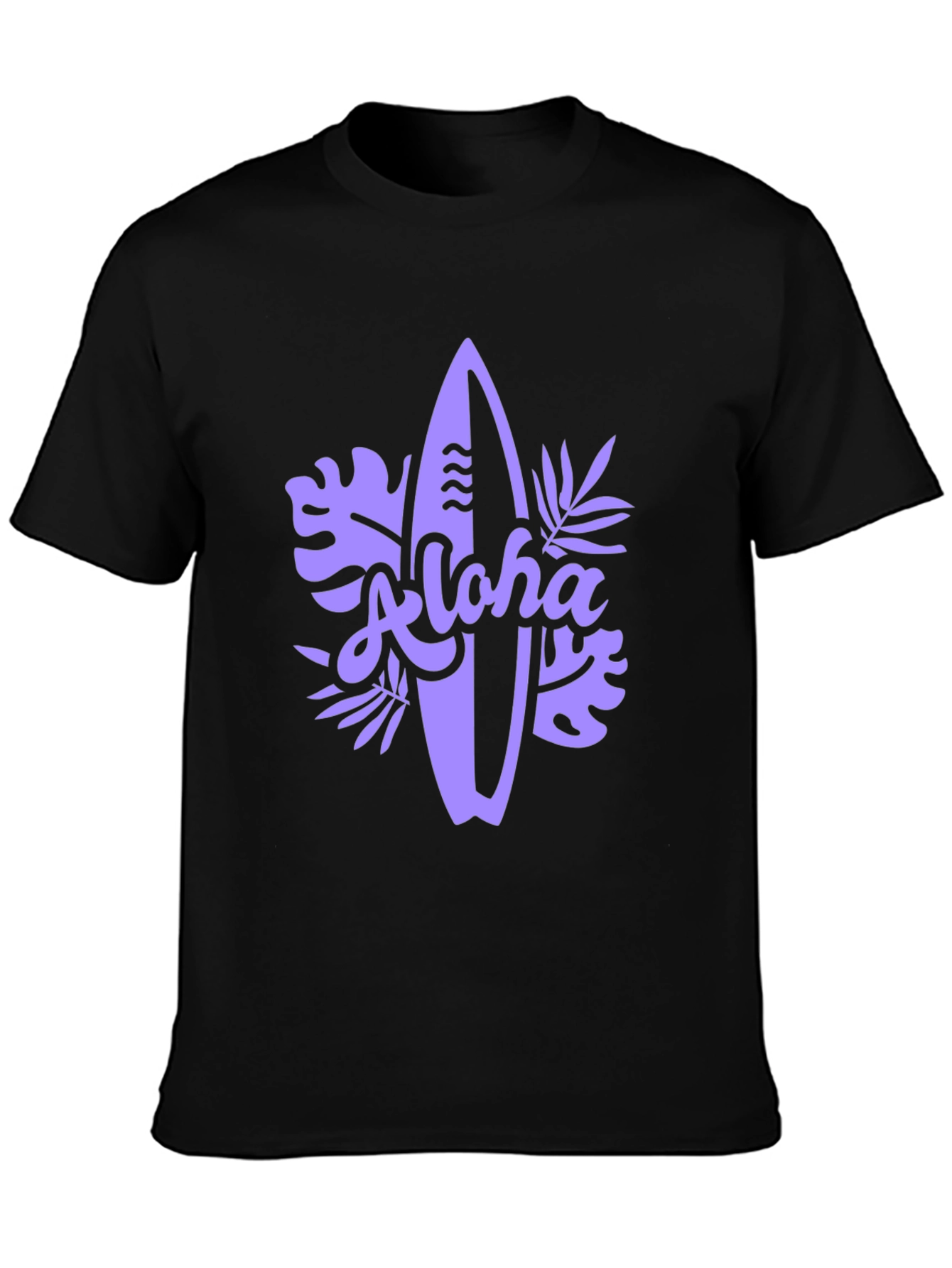 Aloha Surfboard Graphic Tee - Black Casual T-Shirt