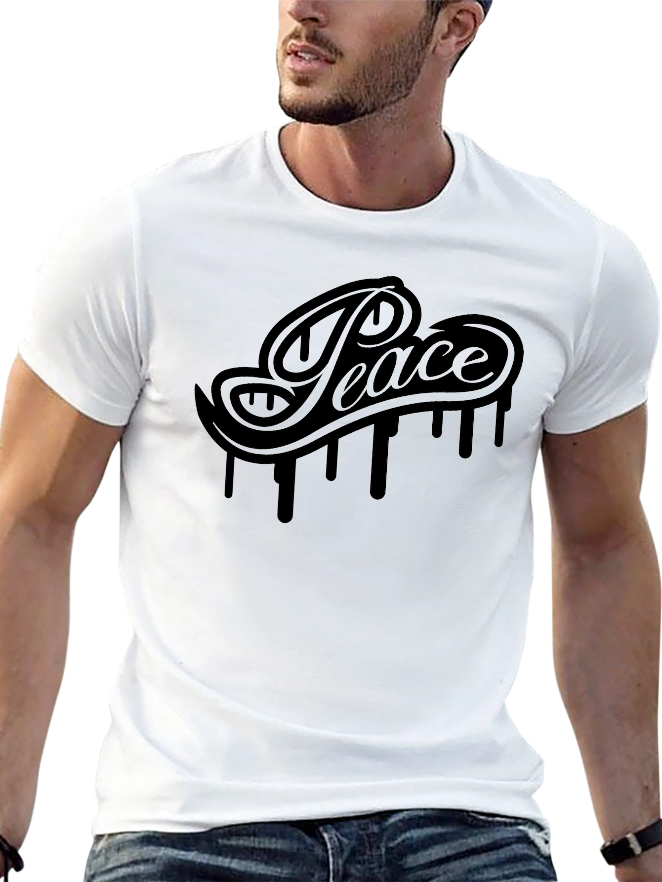 Peace Drip Graphic Tee - Black