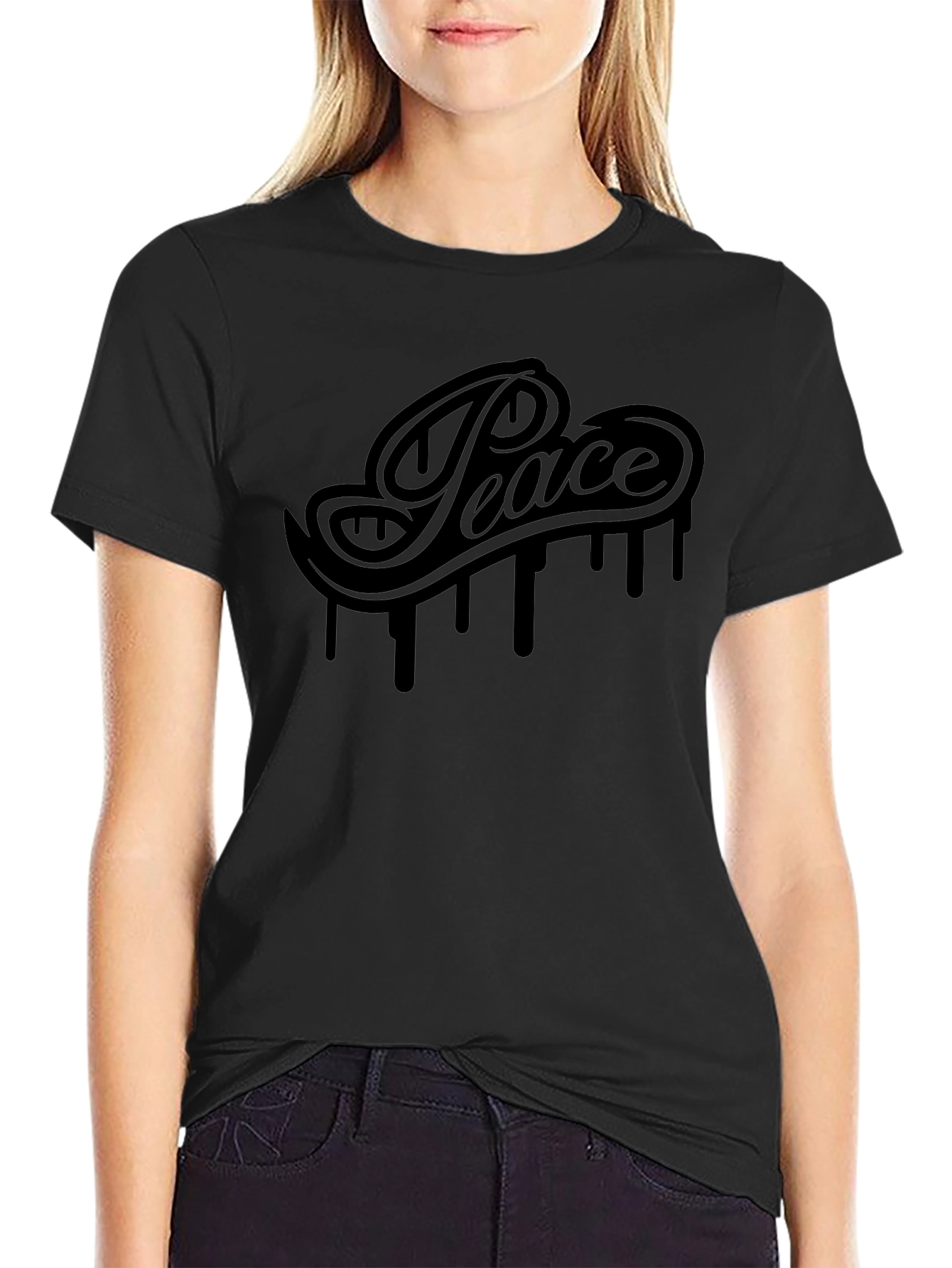Peace Drip Graphic Tee - Black