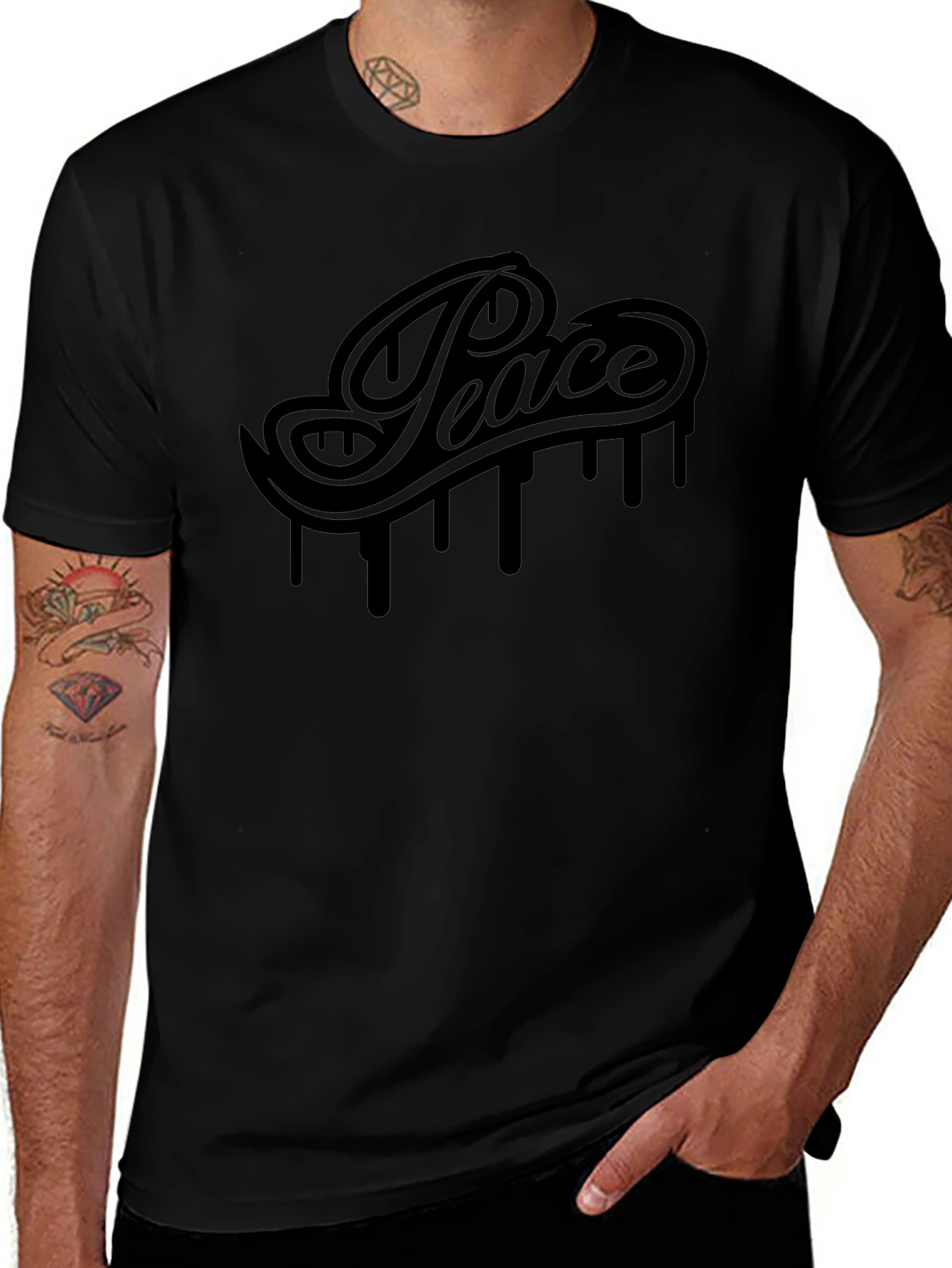 Peace Drip Graphic Tee - Black