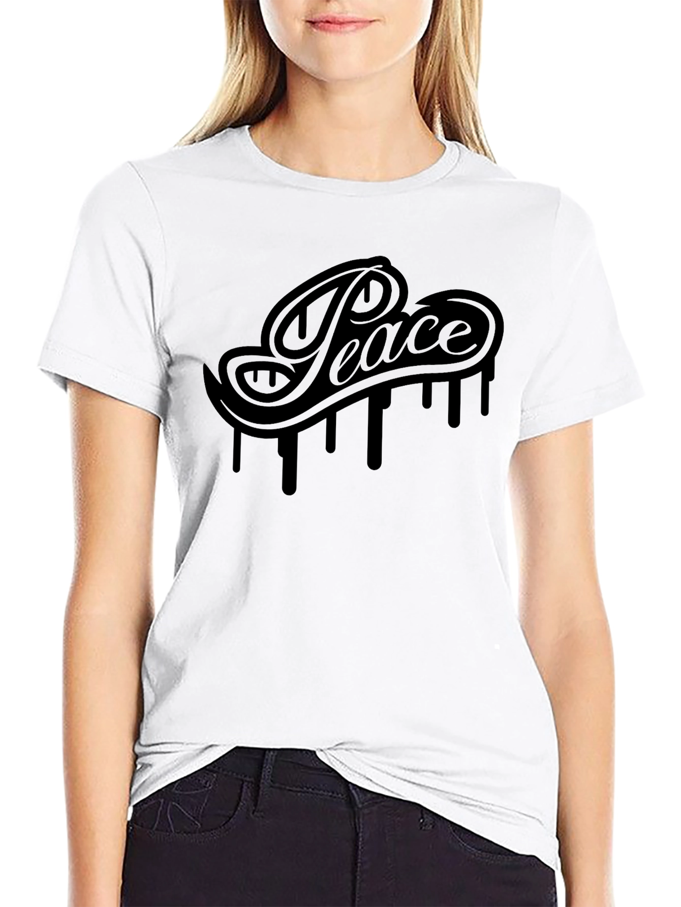 Peace Drip Graphic Tee - Black