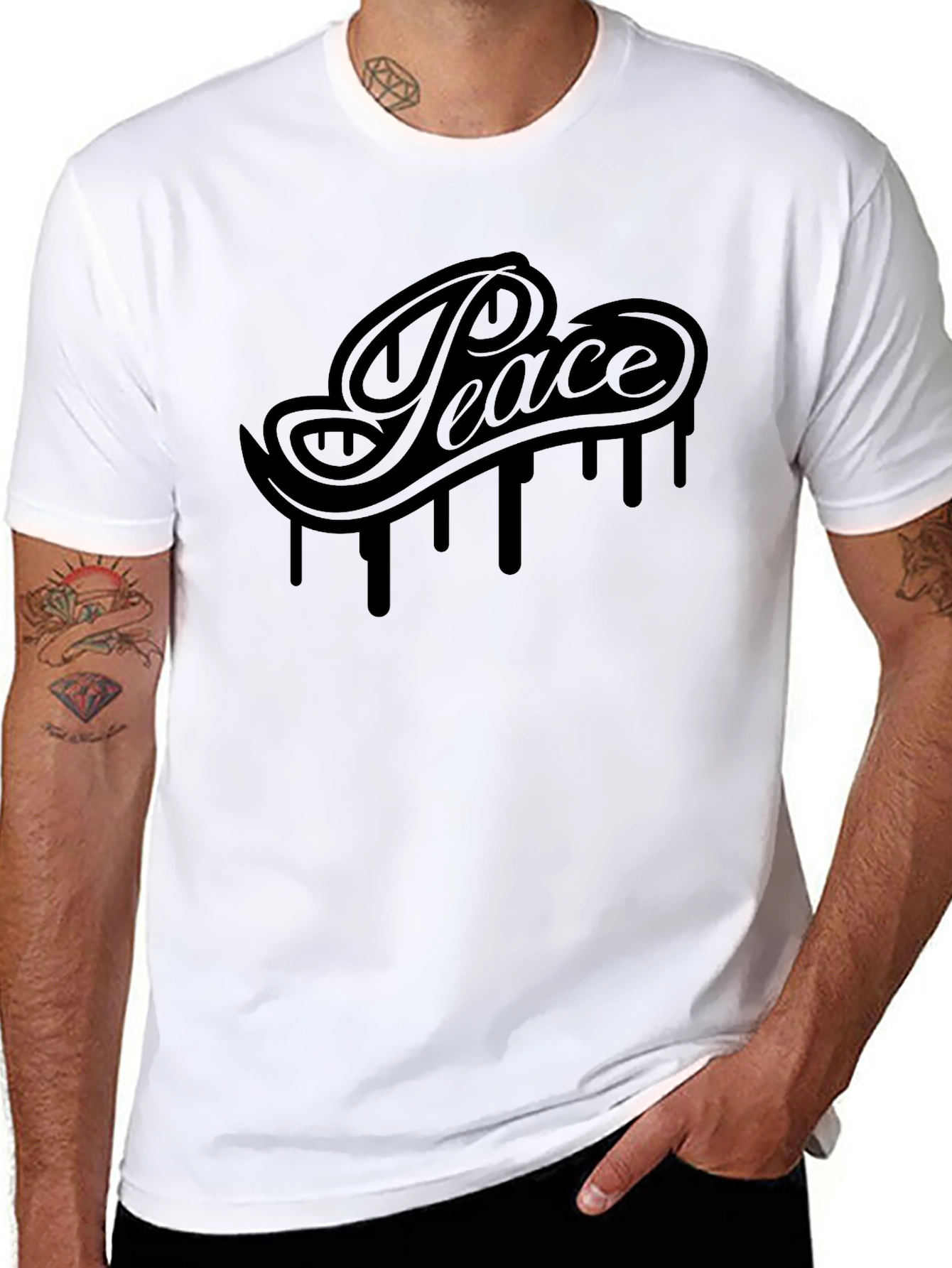 Peace Drip Graphic Tee - Black