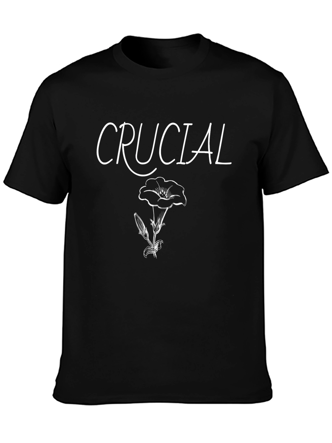 Crucial Flower Graphic Tee - Black Casual T-Shirt