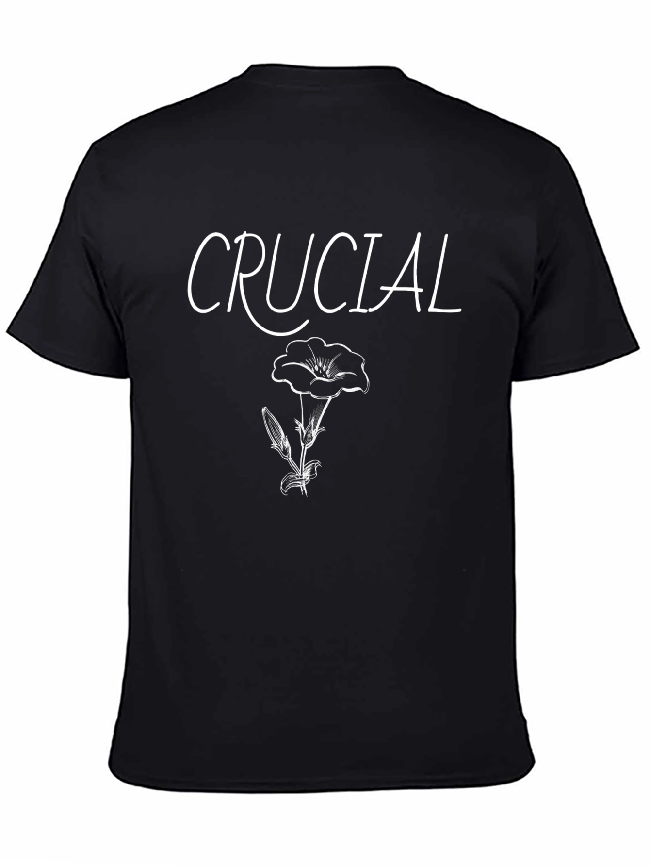 Crucial Flower Graphic Tee - Black Casual T-Shirt
