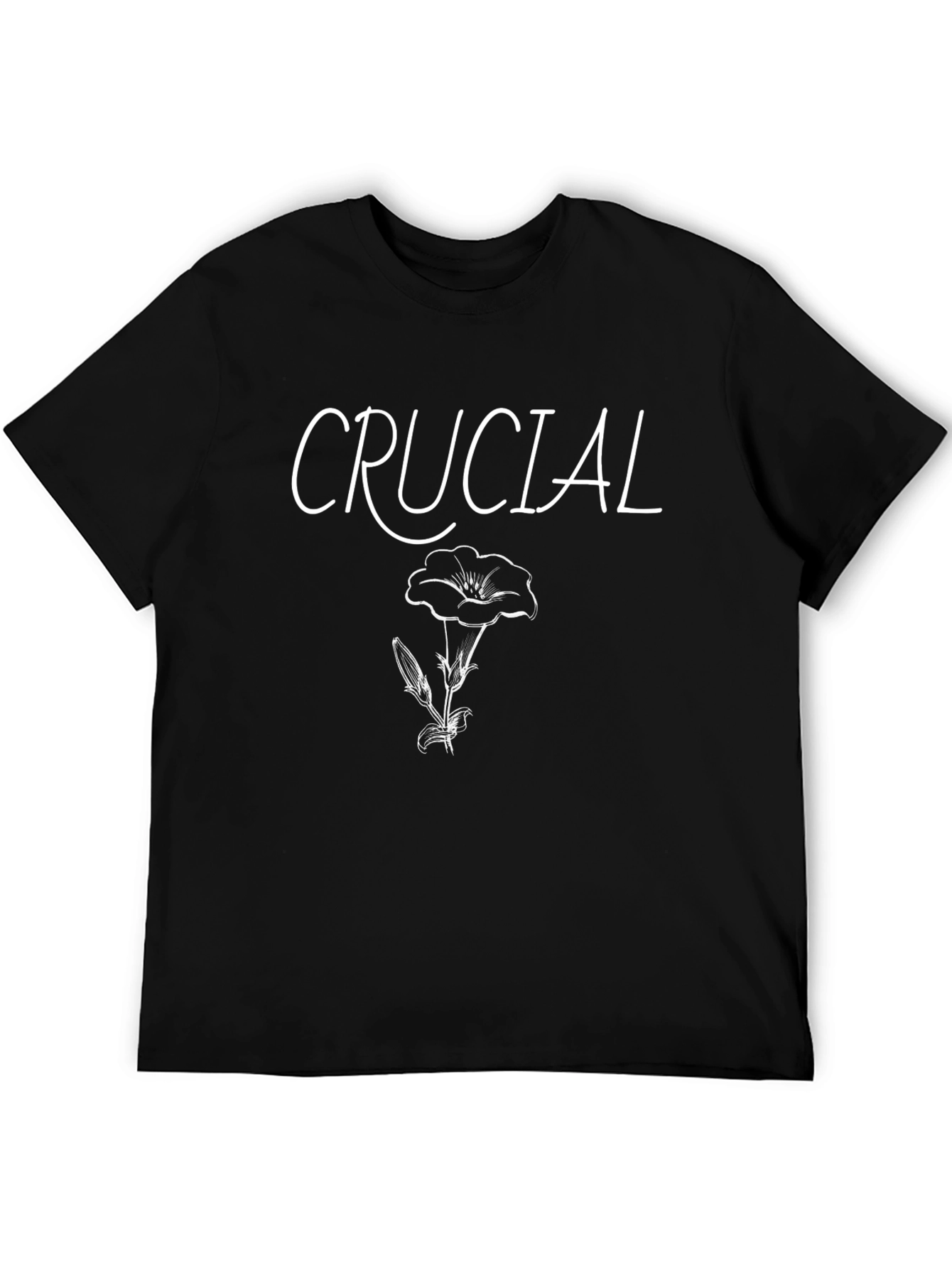 Crucial Flower Graphic Tee - Black Casual T-Shirt