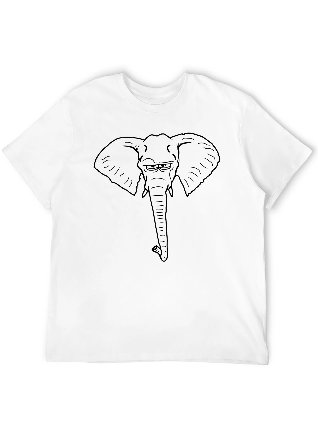 Black Elephant Outline Graphic Tee Shirt