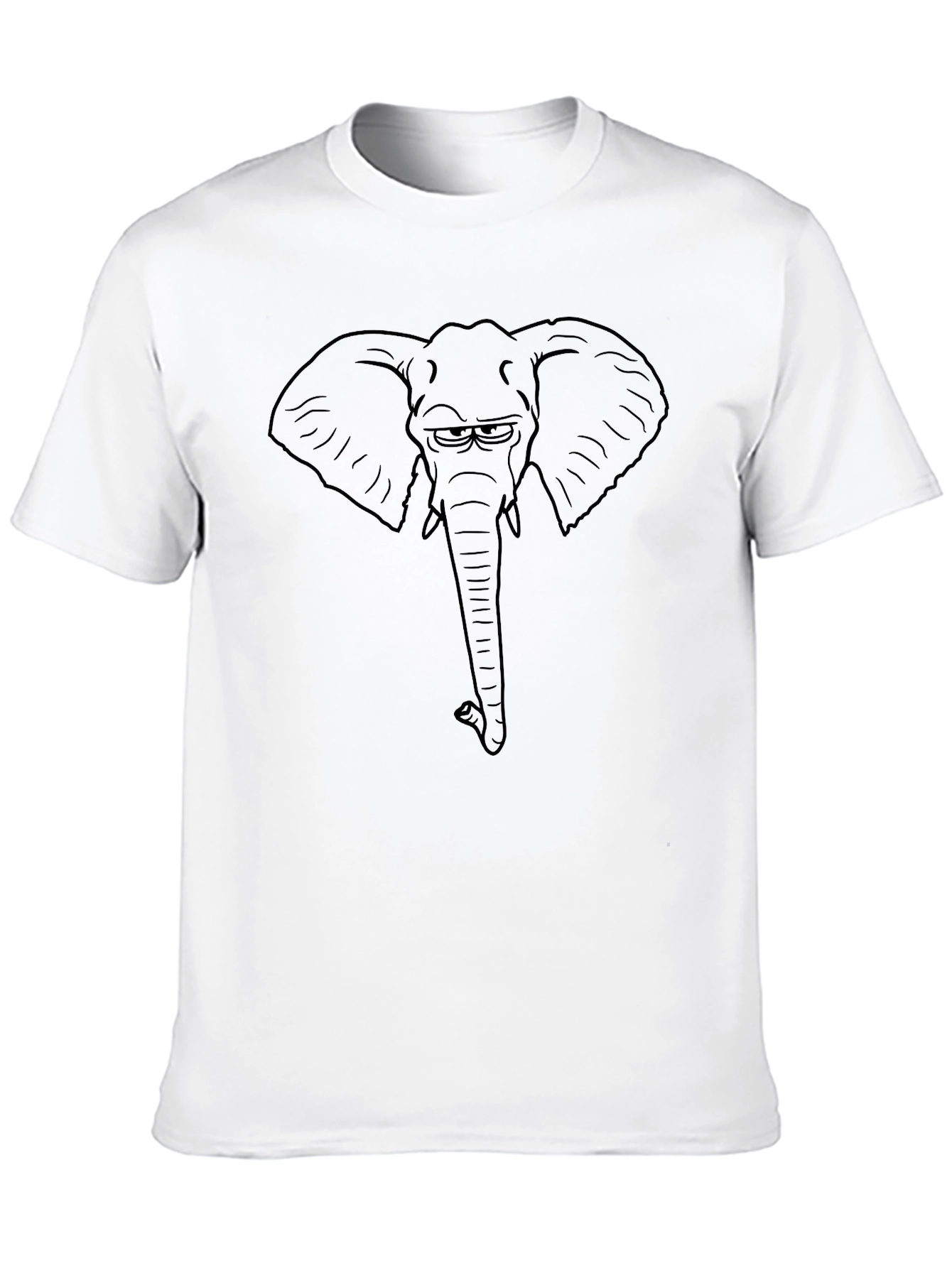 Black Elephant Outline Graphic Tee Shirt