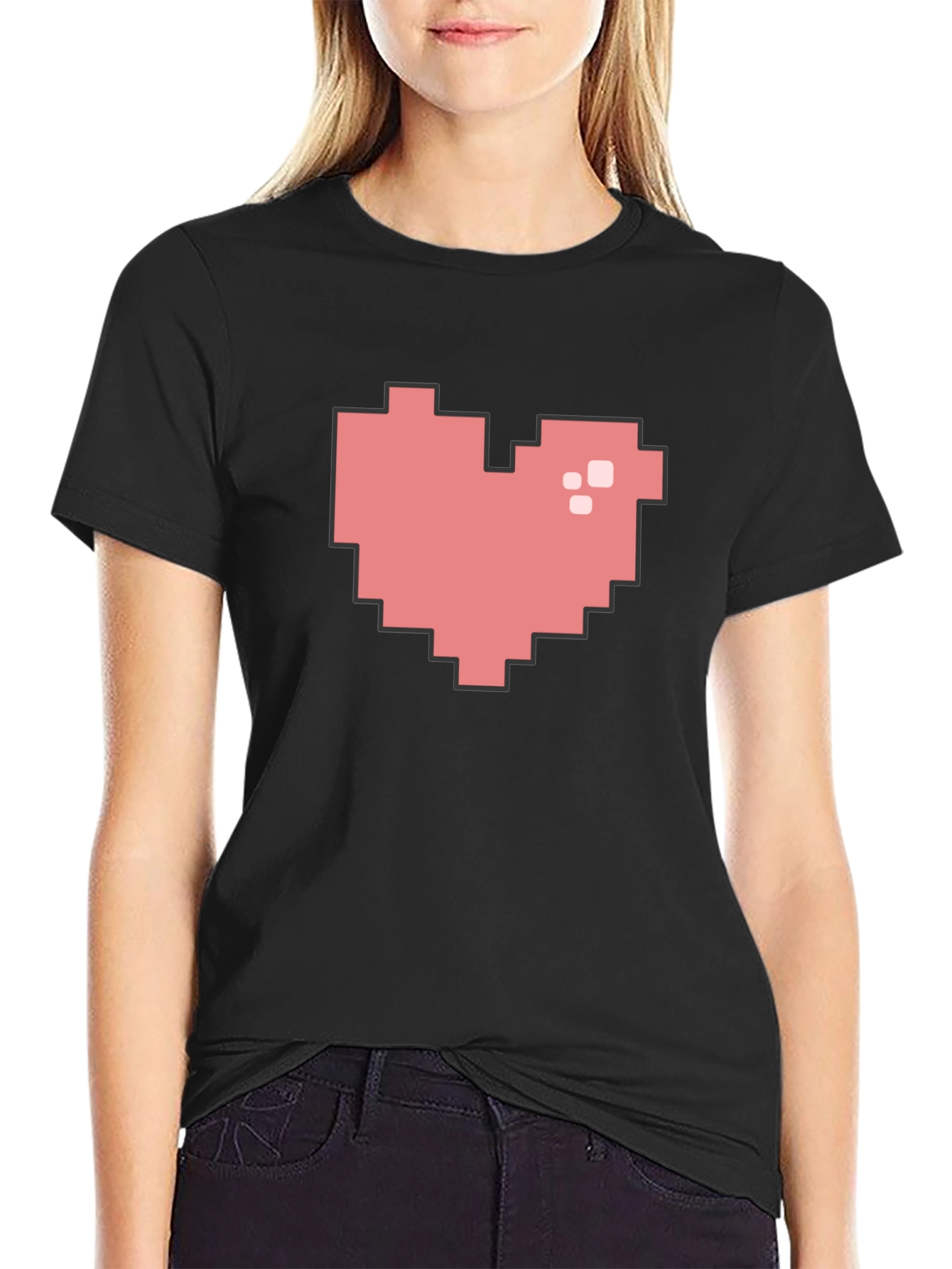 Pixel Heart Black T-Shirt - Gamer Style