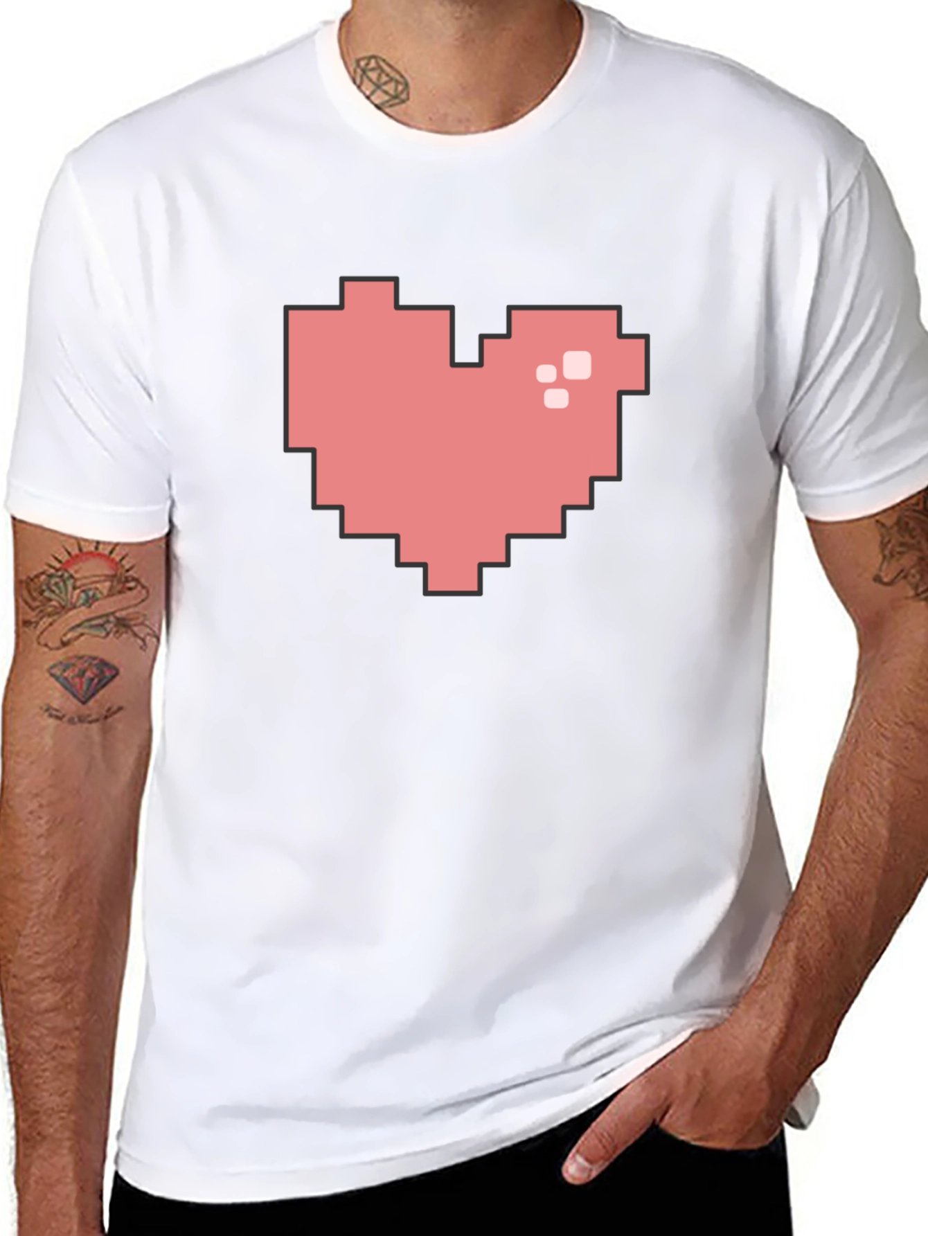 Pixel Heart Black T-Shirt - Gamer Style