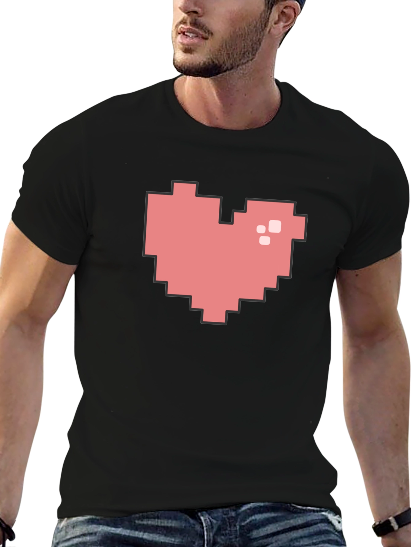 Pixel Heart Black T-Shirt - Gamer Style