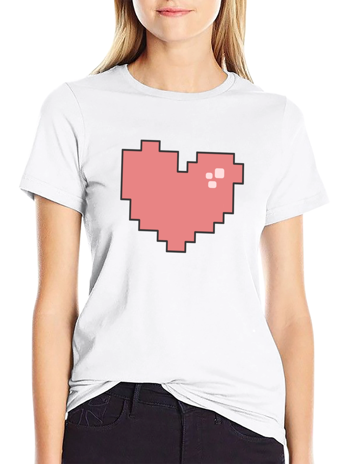 Pixel Heart Black T-Shirt - Gamer Style