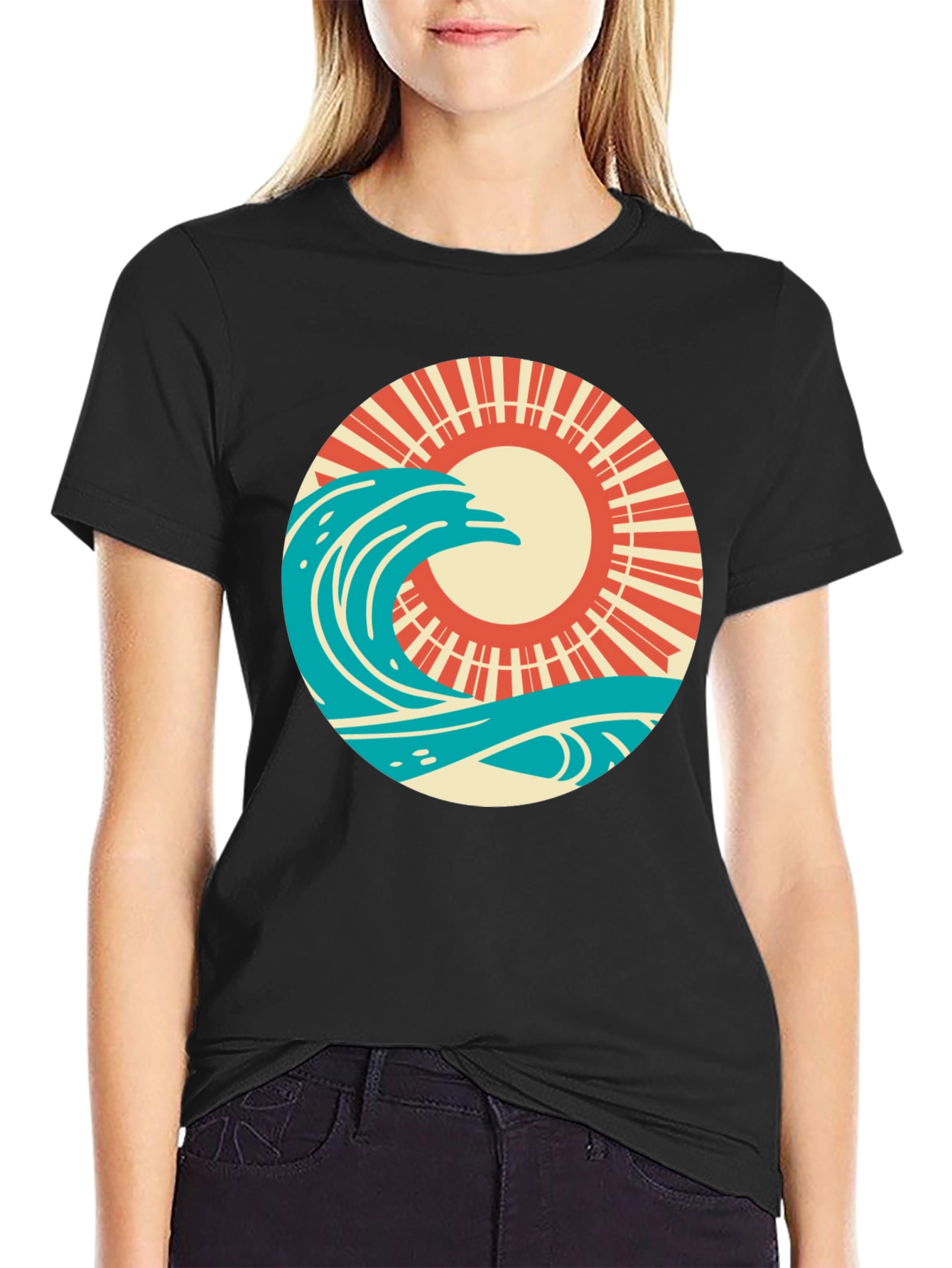 Retro Wave and Sun Graphic T-Shirt