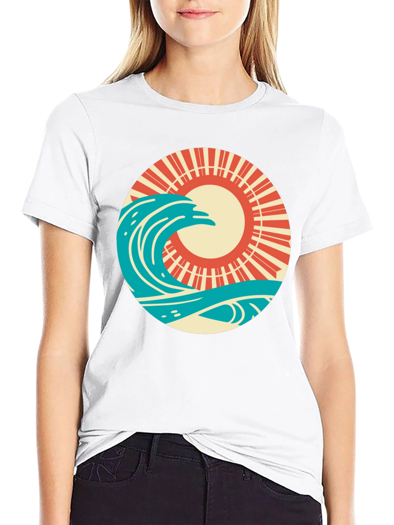 Retro Wave and Sun Graphic T-Shirt