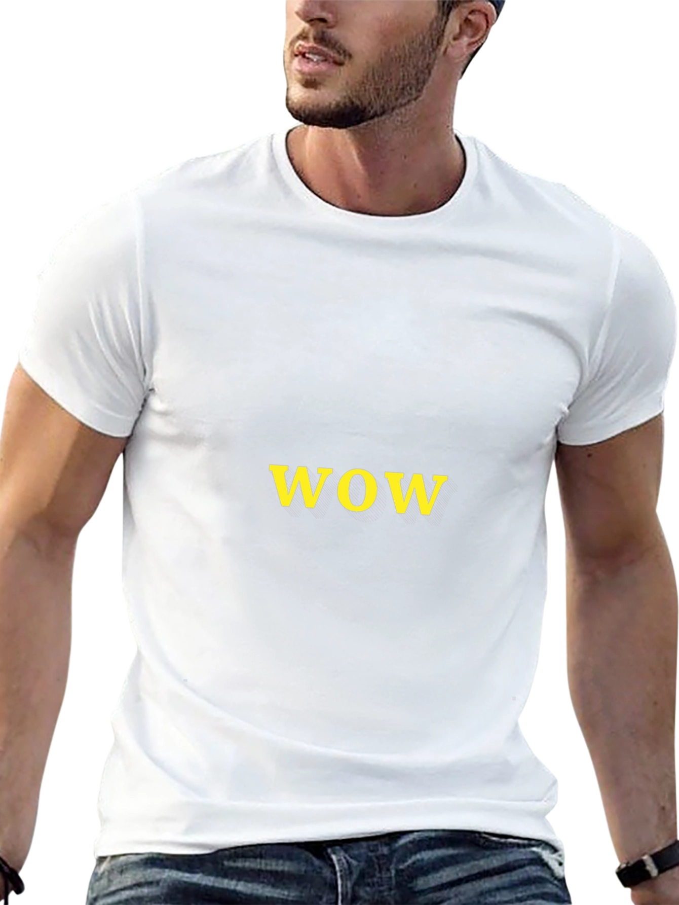 WOW Graphic Tee - Black Casual T-Shirt
