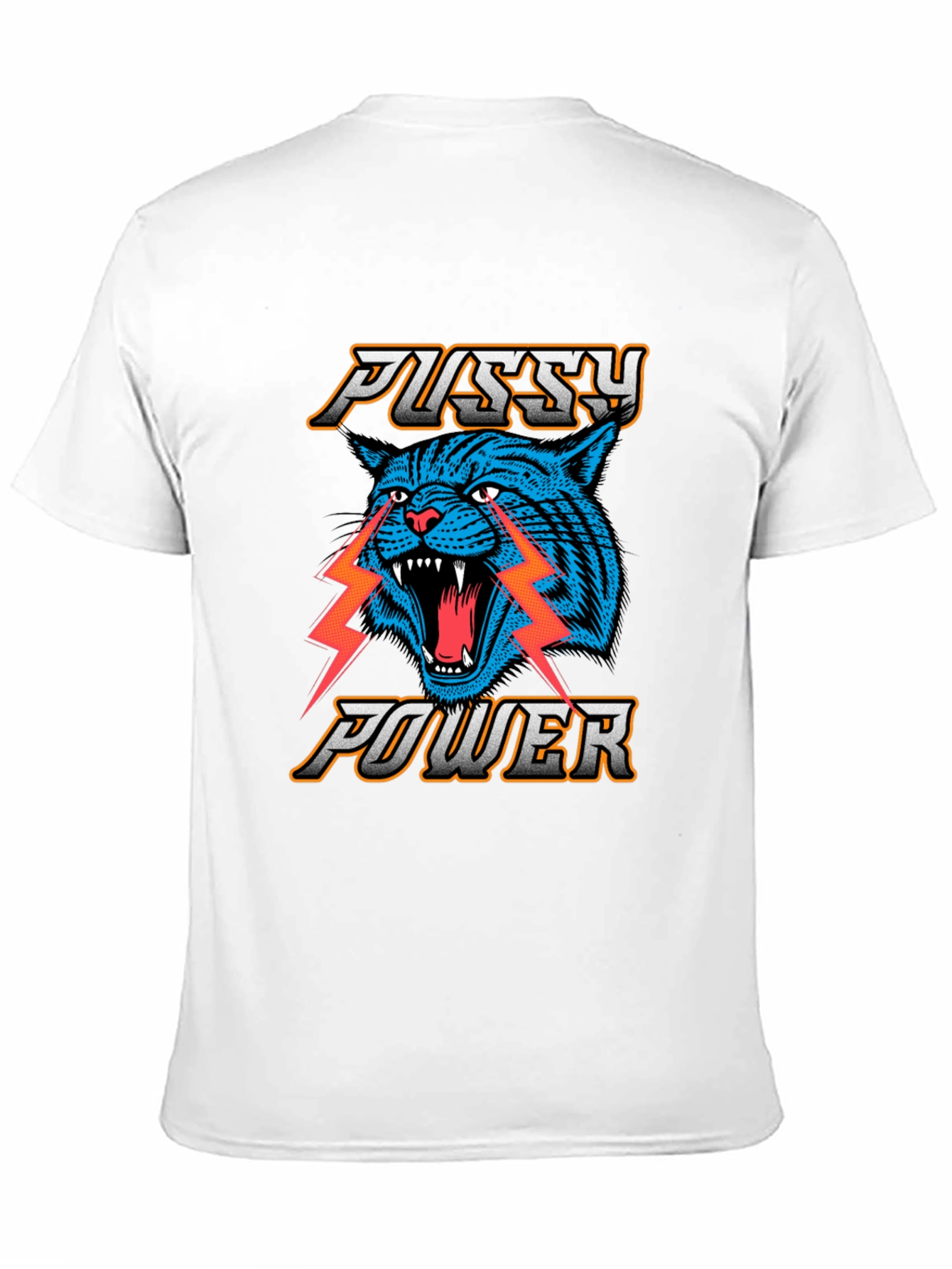Pussy Power Graphic Tee - Blue Cat Lightning