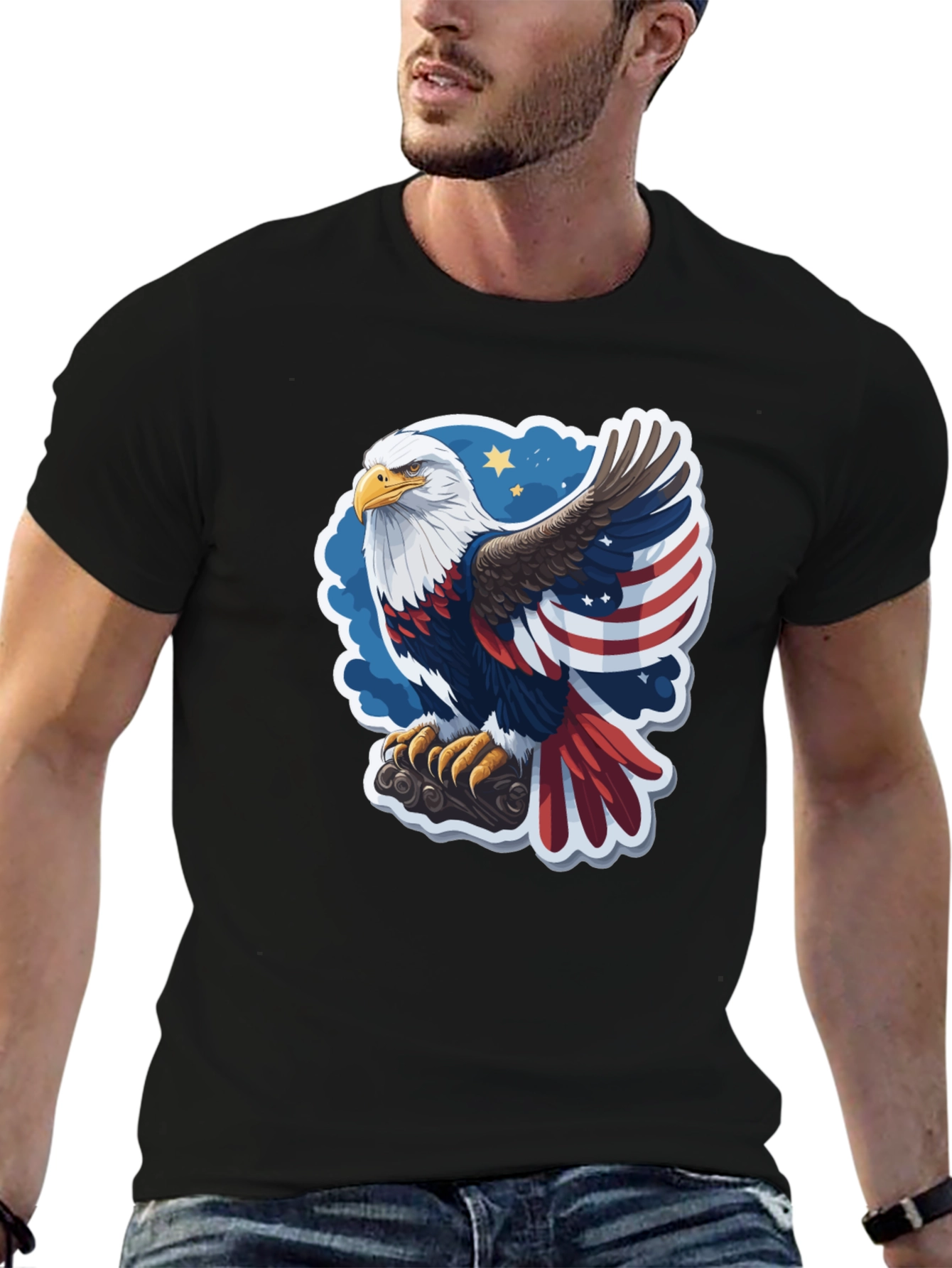 Patriotic Eagle Graphic Tee - USA Pride!