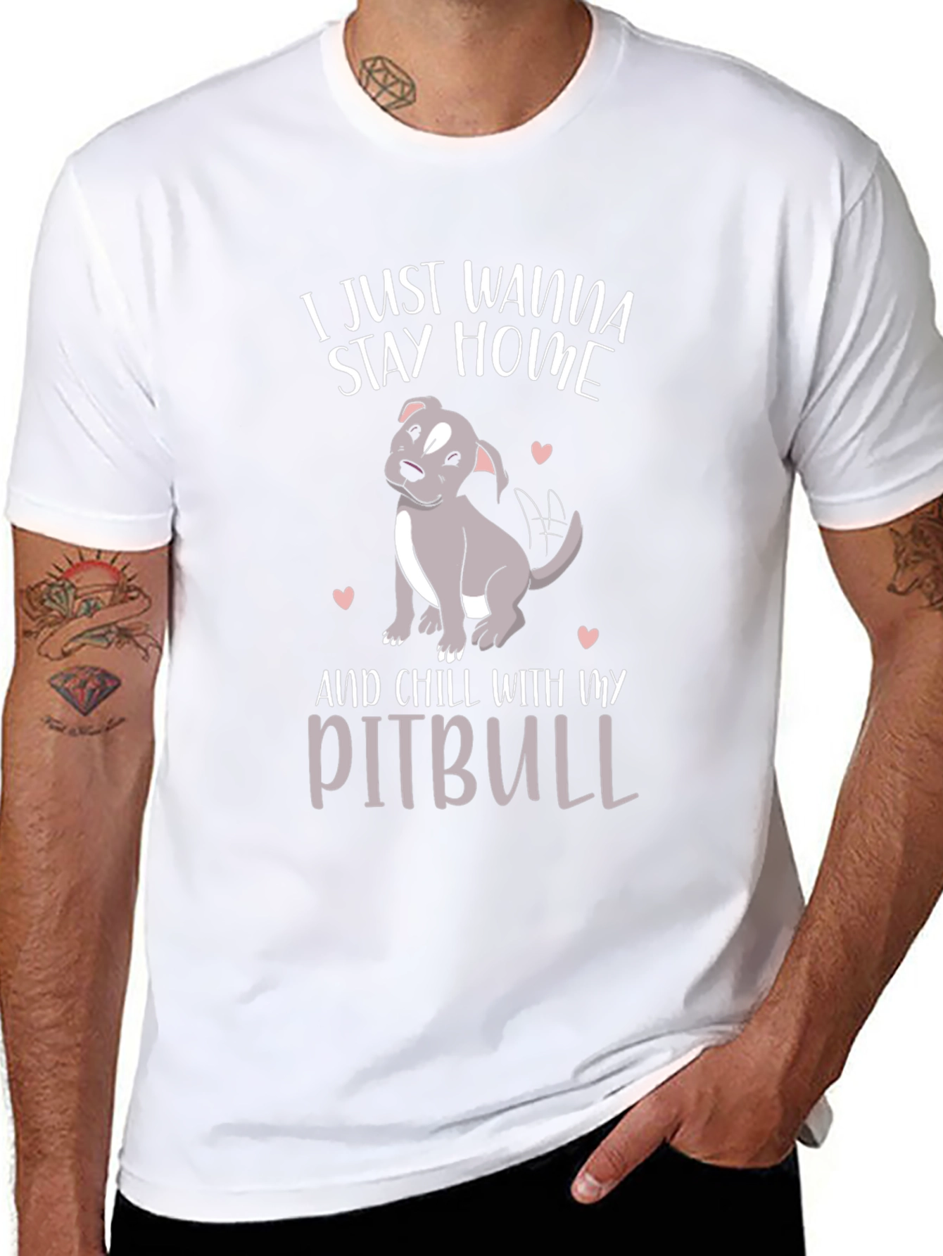 Stay Home Pitbull T-Shirt - Casual Cotton Tee