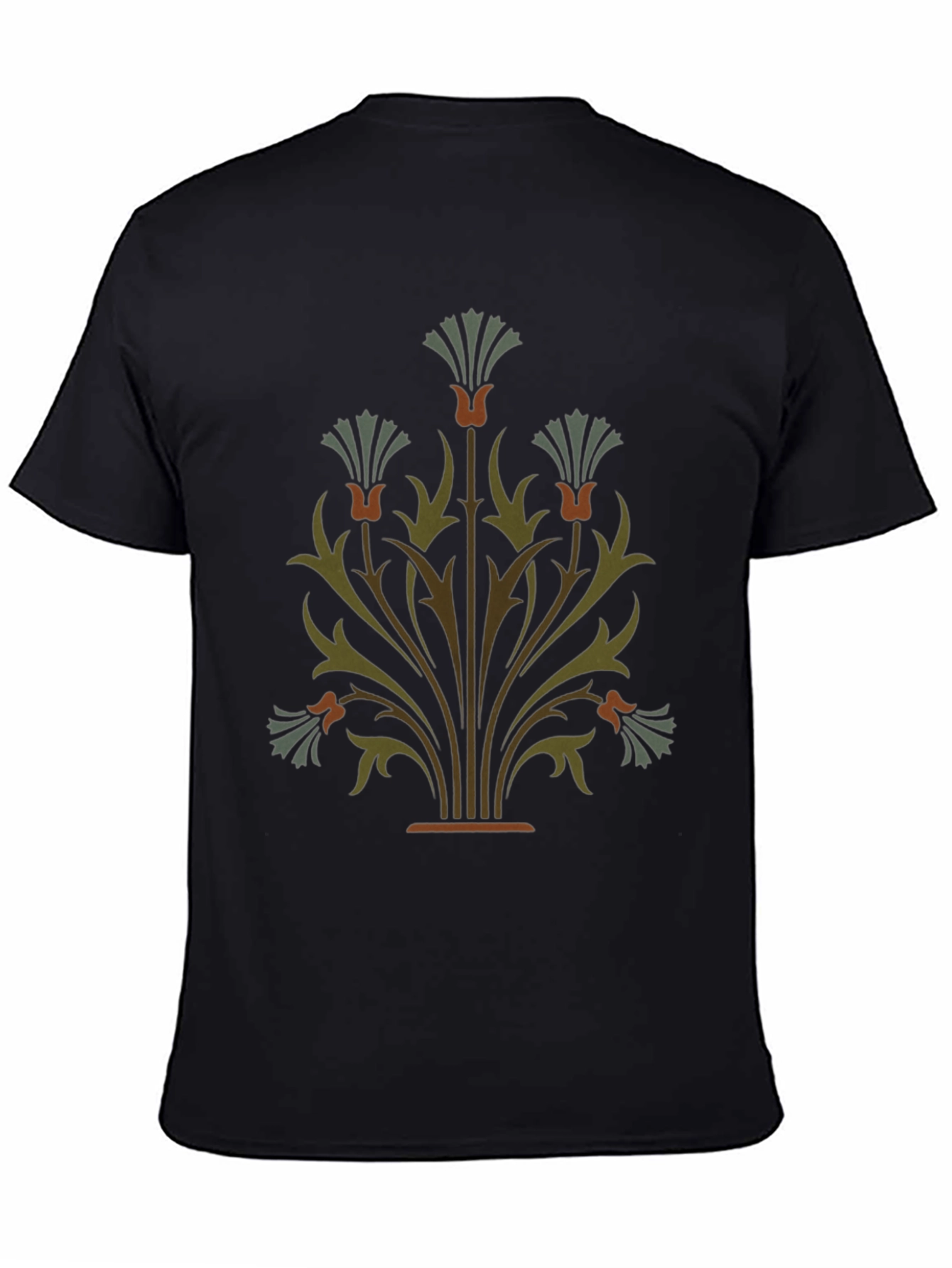 Elegant Floral Graphic Black T-Shirt