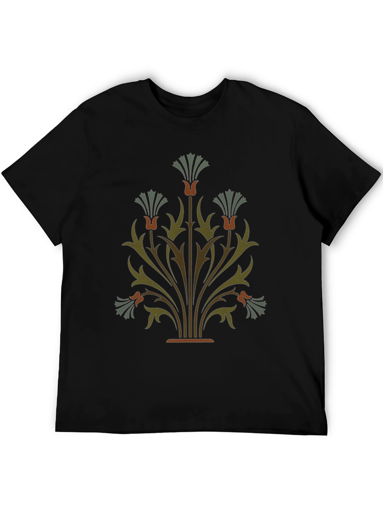 Elegant Floral Graphic Black T-Shirt