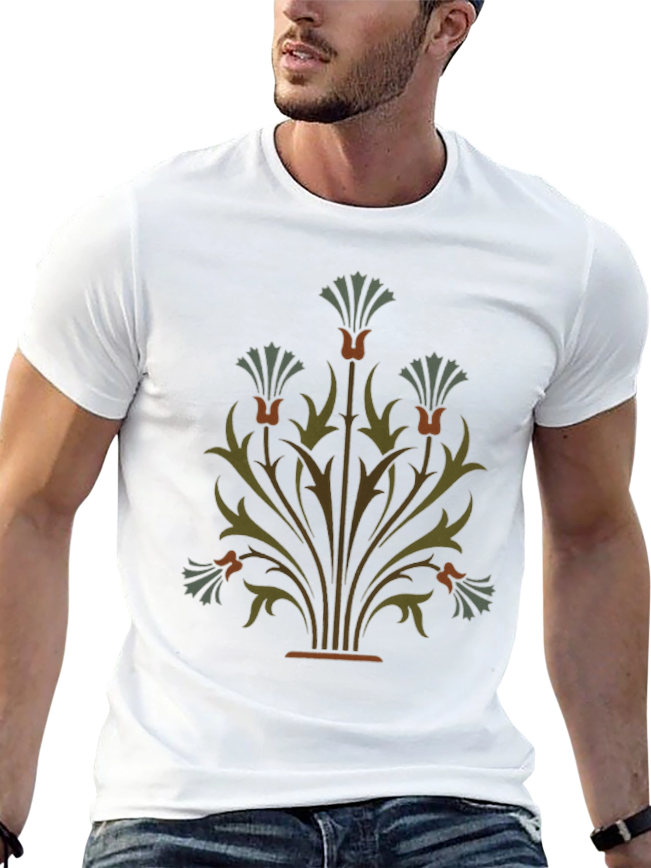 Elegant Floral Graphic Black T-Shirt