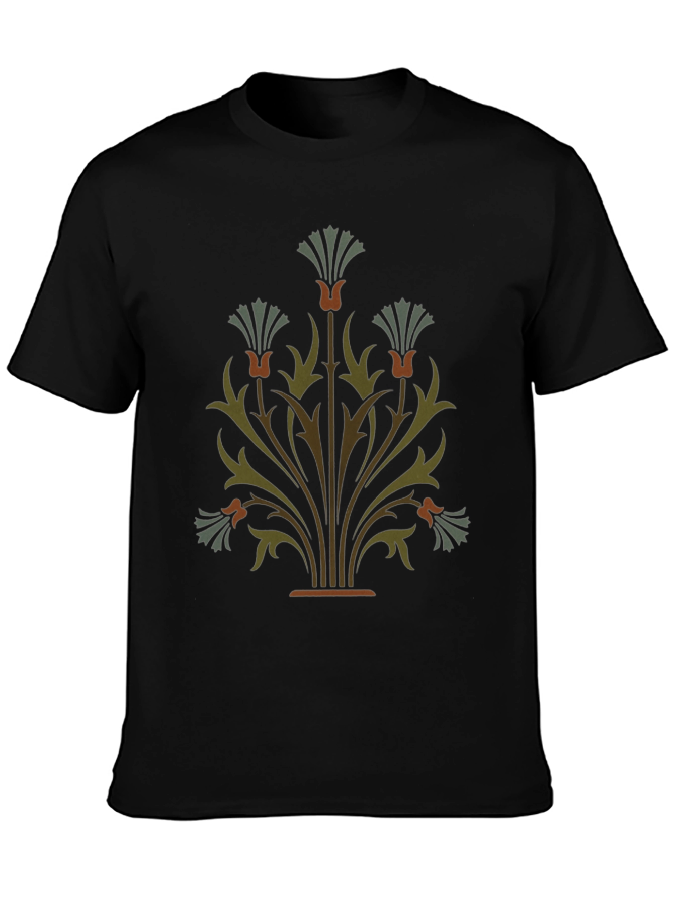 Elegant Floral Graphic Black T-Shirt