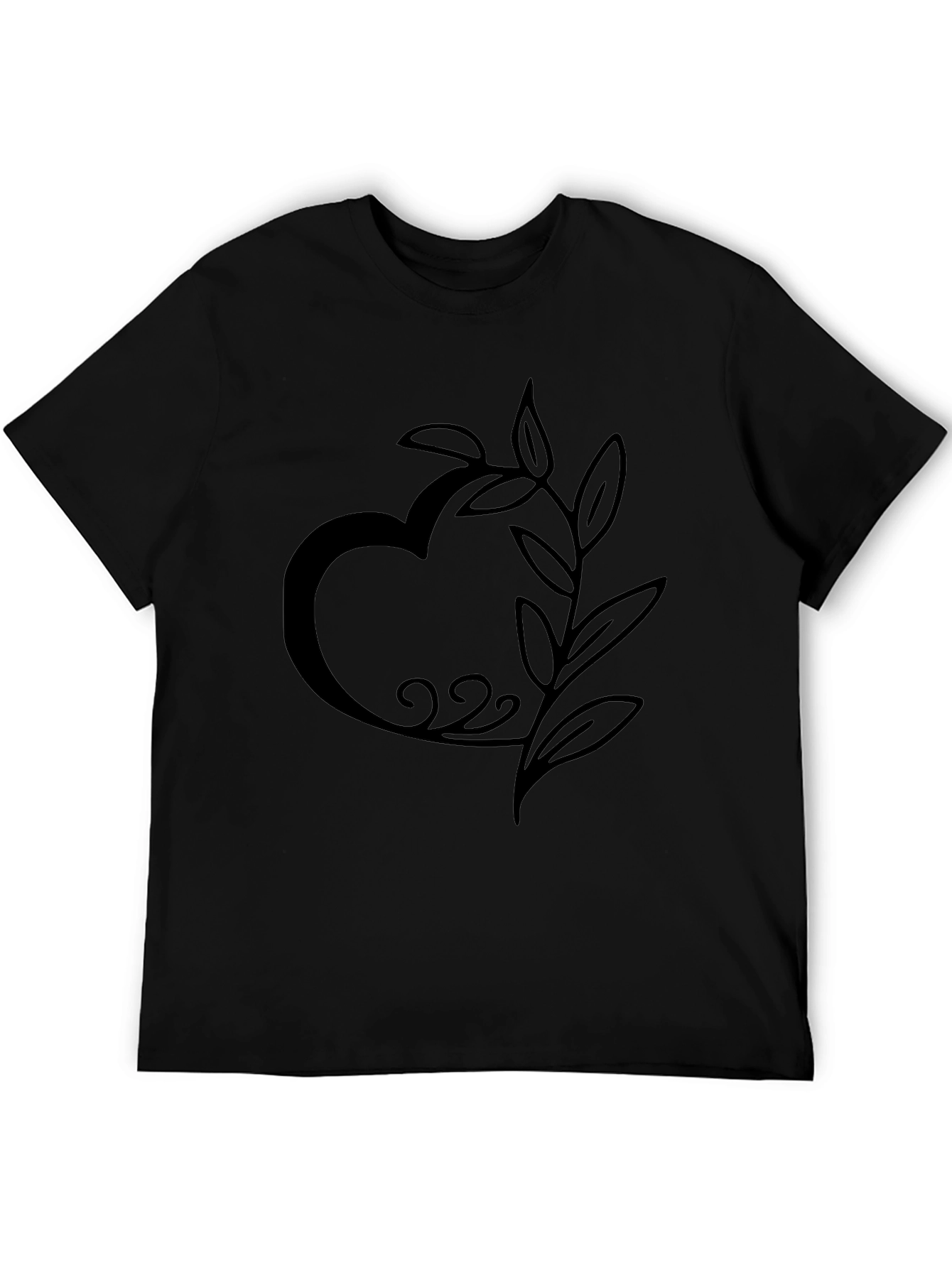 Heart and Leaf Black Graphic Tee