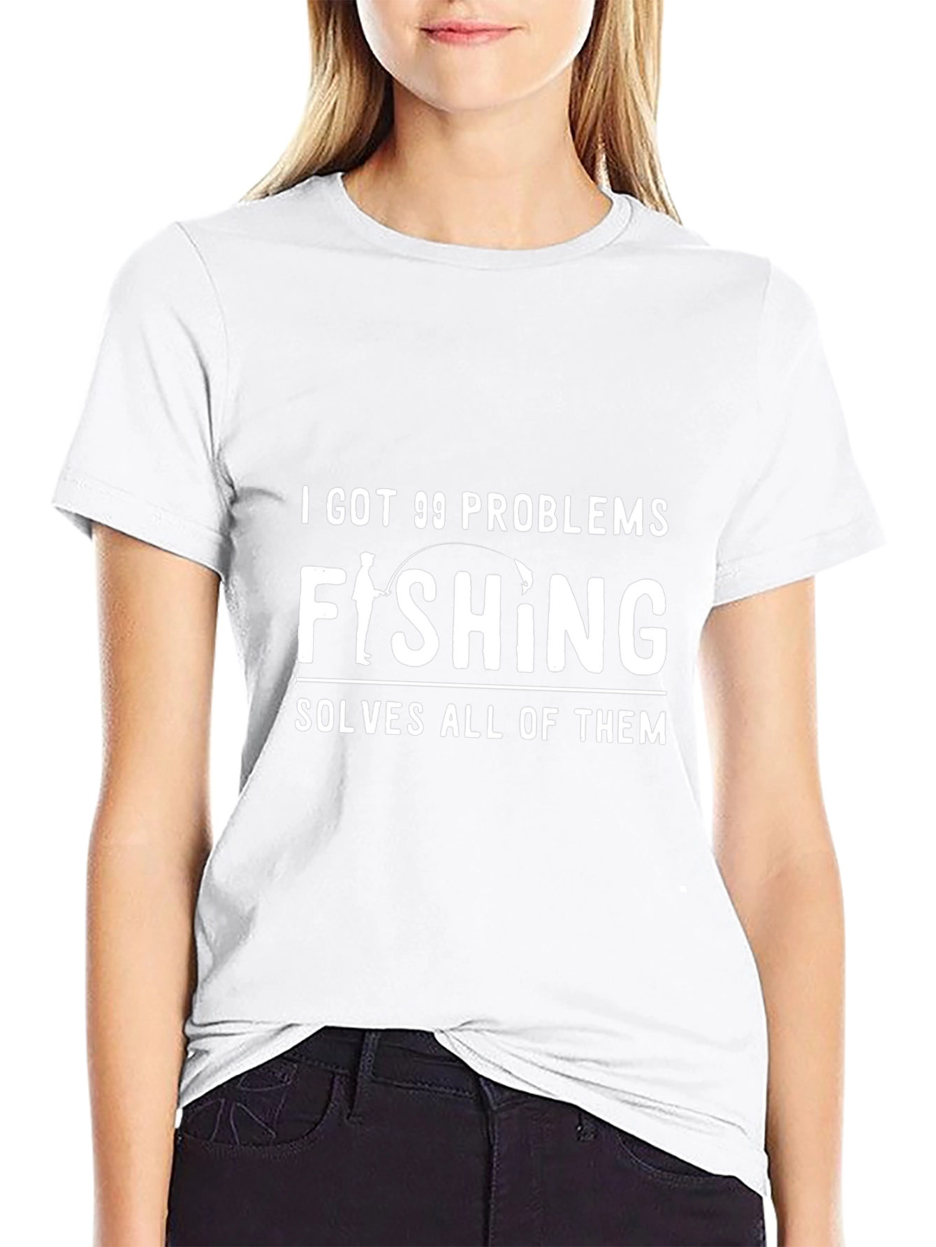 Fishing Solves Problems Tee - Black Graphic T-Shirt