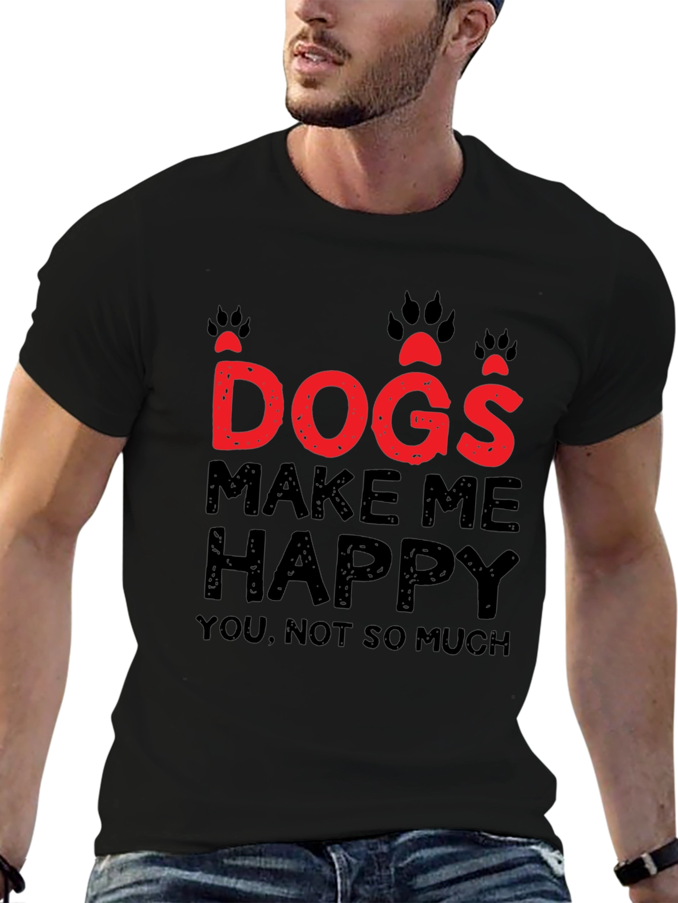 Dogs Make Me Happy Graphic T-Shirt