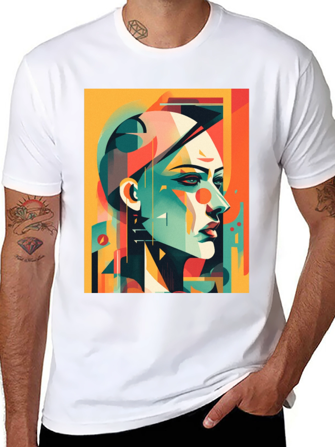 Abstract Geometric Portrait T-Shirt