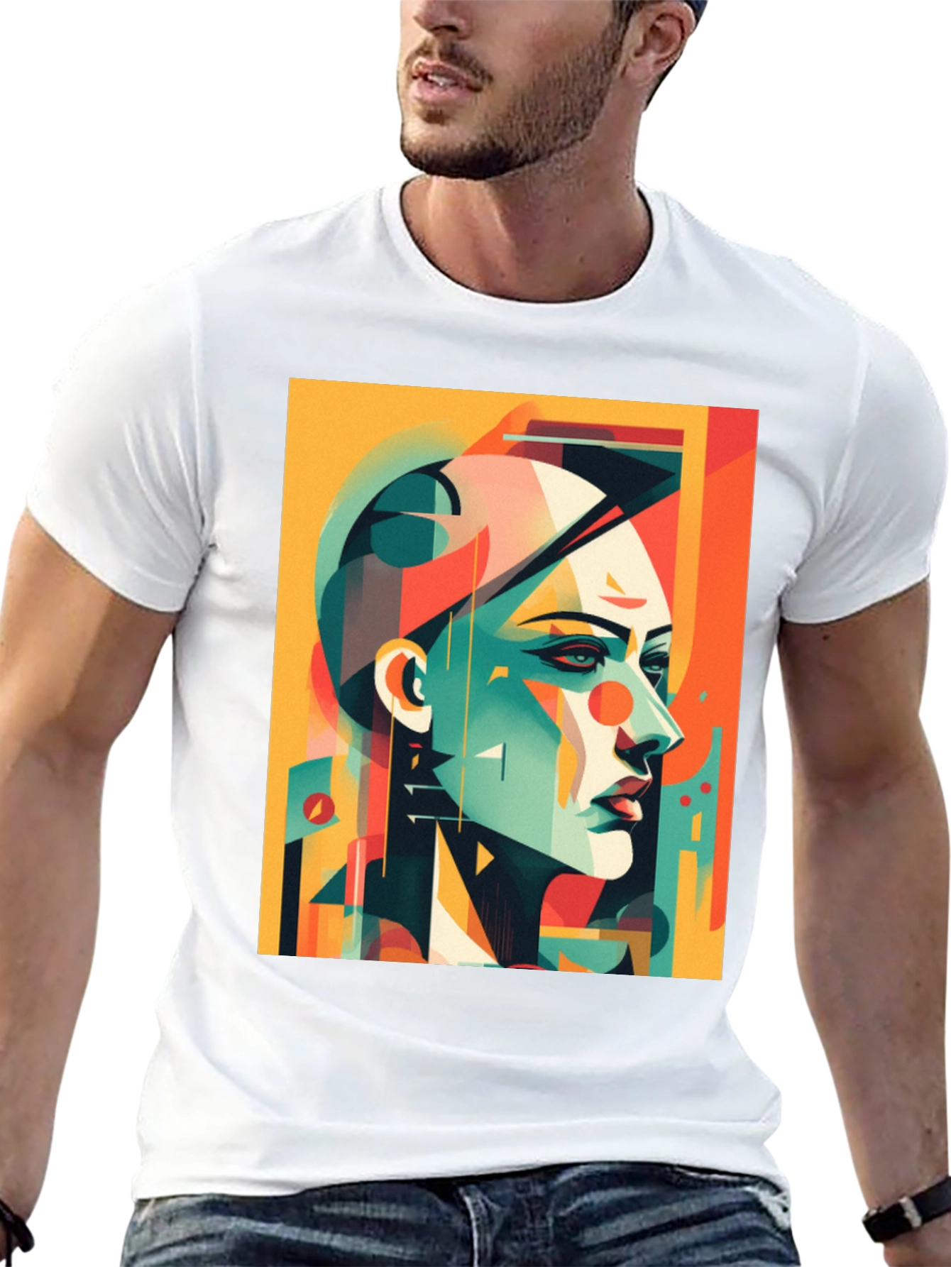 Abstract Geometric Portrait T-Shirt